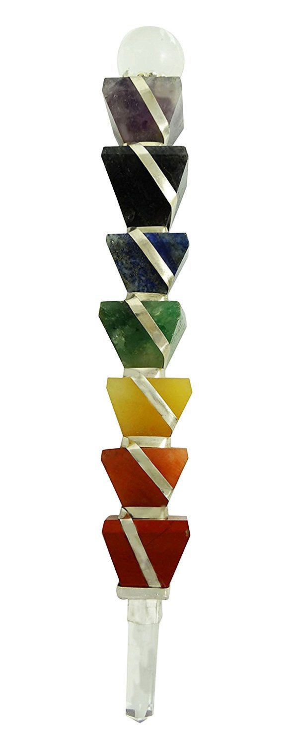 Harmonize Multistone Pyramid Wand 7 Chakra Reiki Healing Crystal-EoR