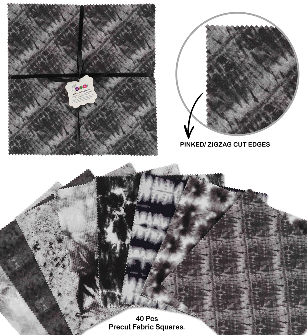 Cheap Soimoi Block Print Precut 5-inch Cotton Fabric Quilting Squares Charm  Pack DIY Patchwork Sewing Craft- Black 