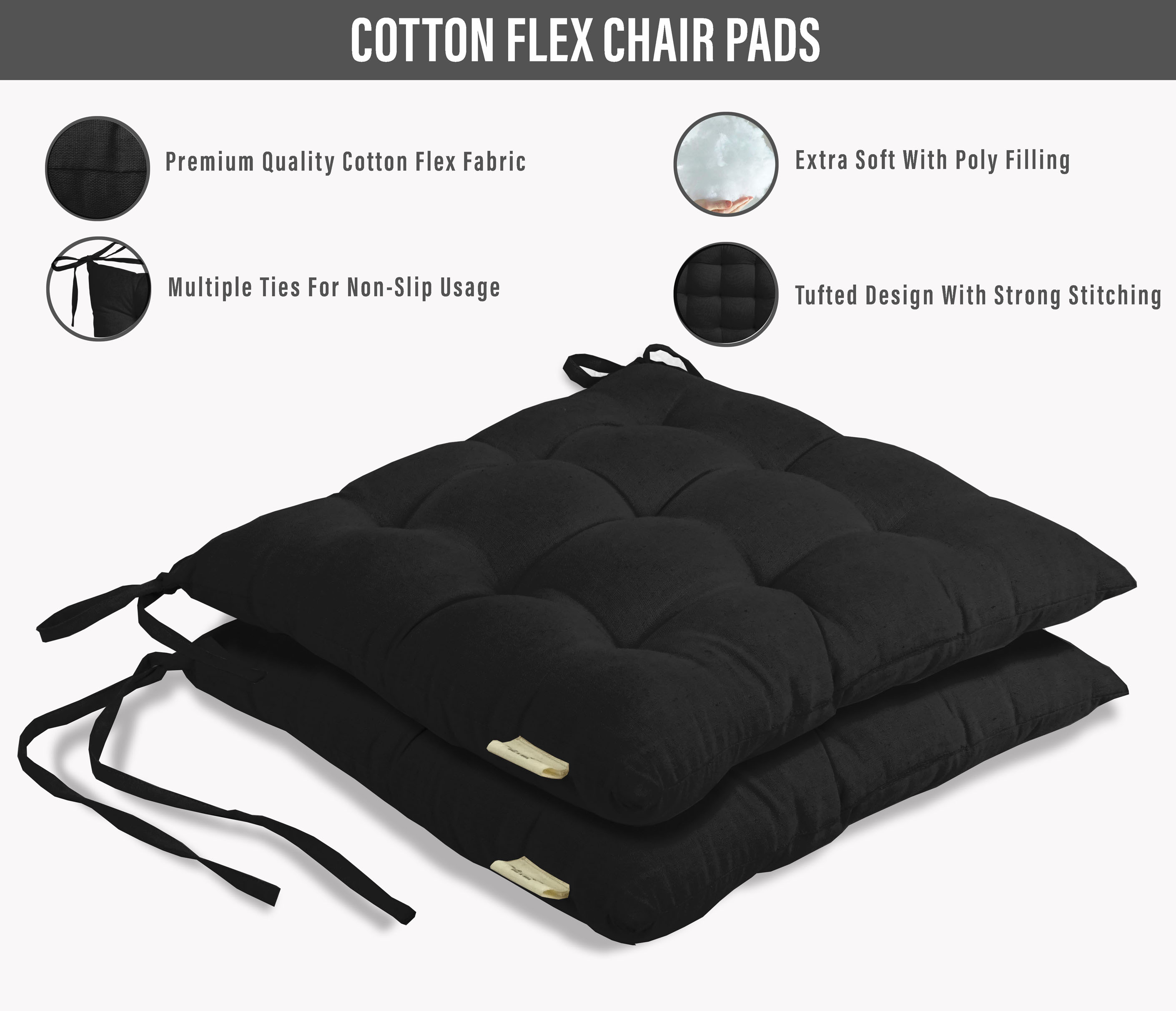 Vargottam Set of 2 Comfortable Chair Pads Seat Cushion with Full,Length