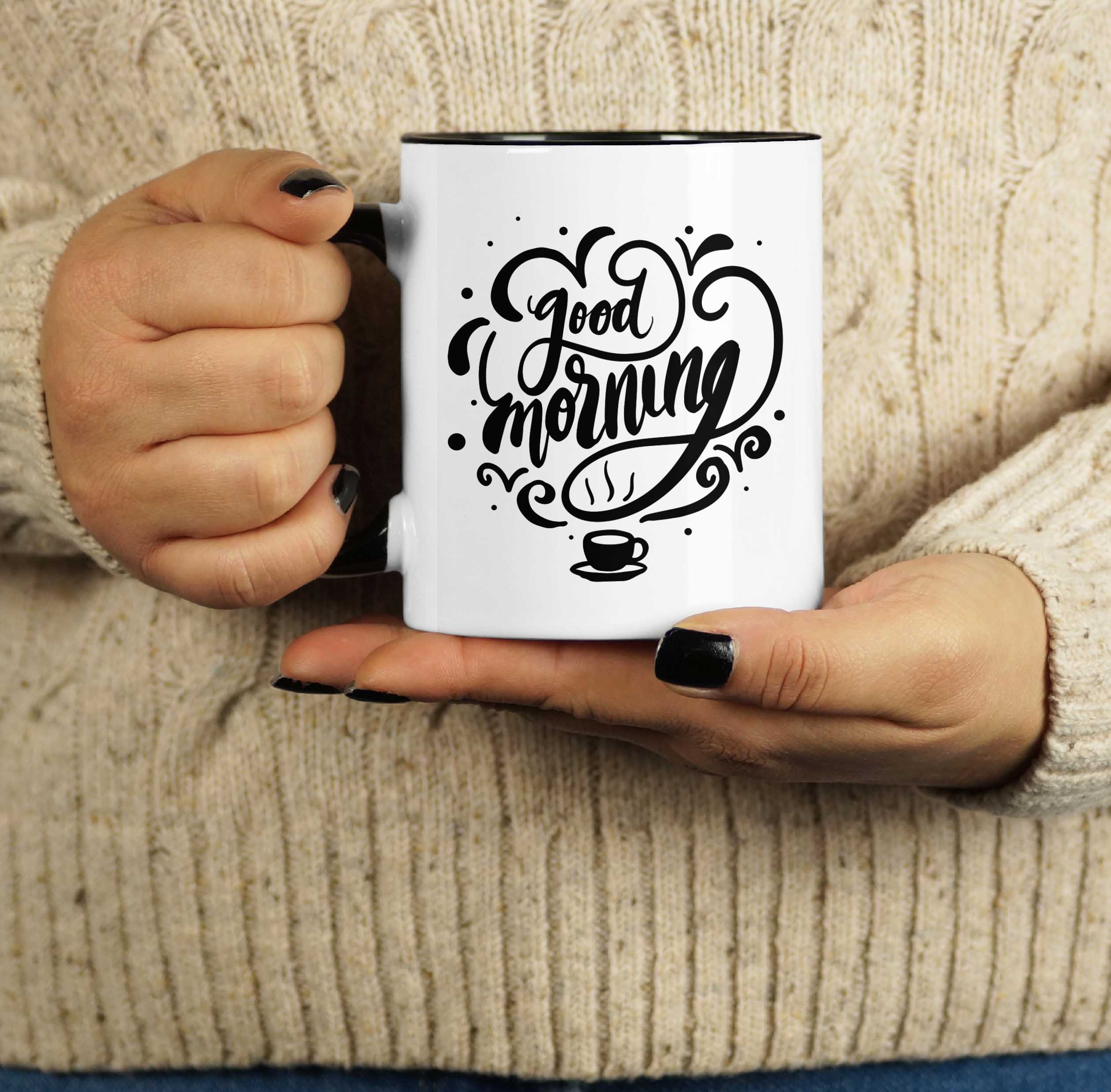 Coffee Mug With Design Printed Ceramic 11oz Nutella Morning Greeting Design 