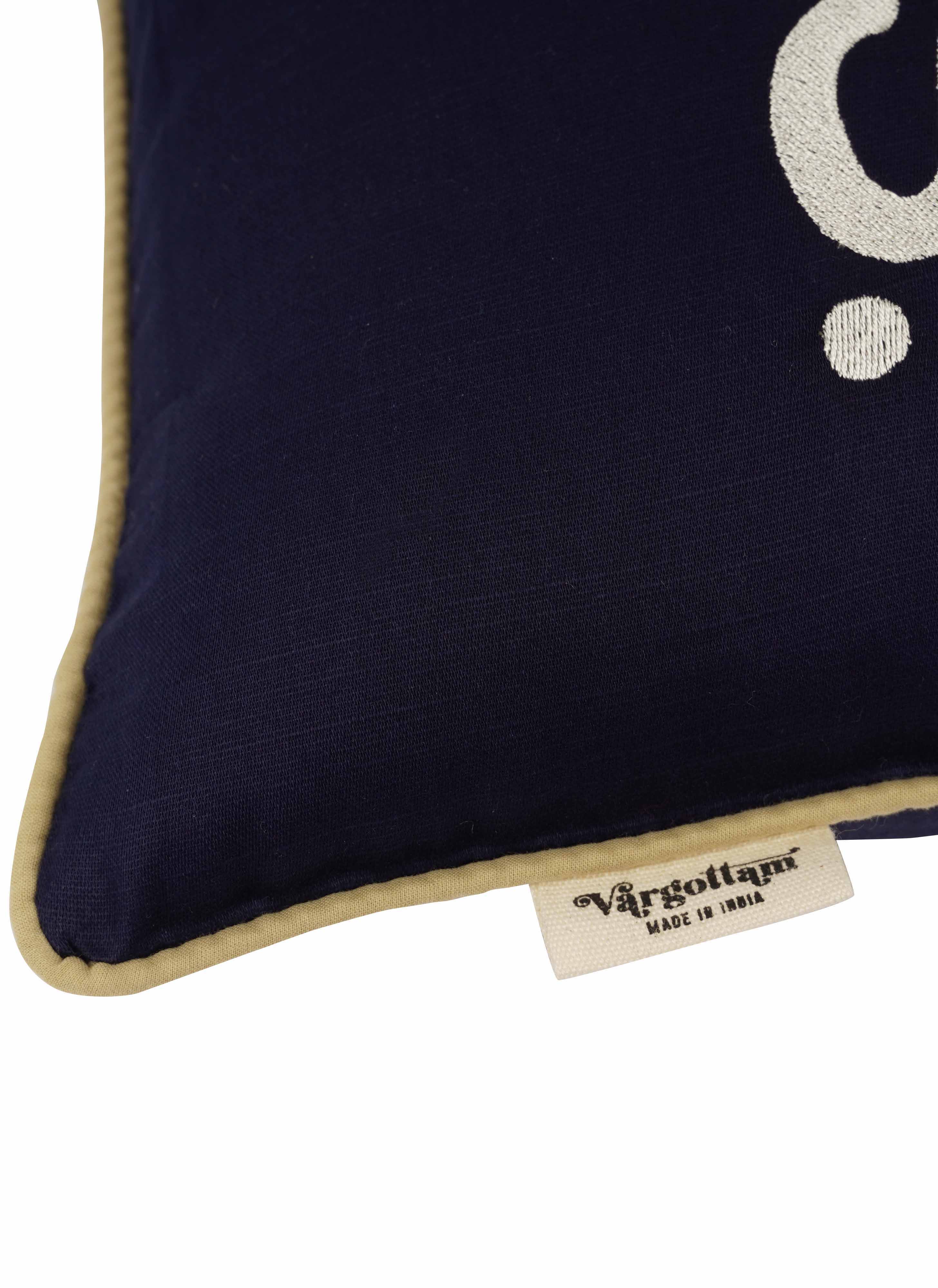 Vargottam Embroidered Mr & Mrs Lumbar Decorative Throw Pillow Cover-RCG 
