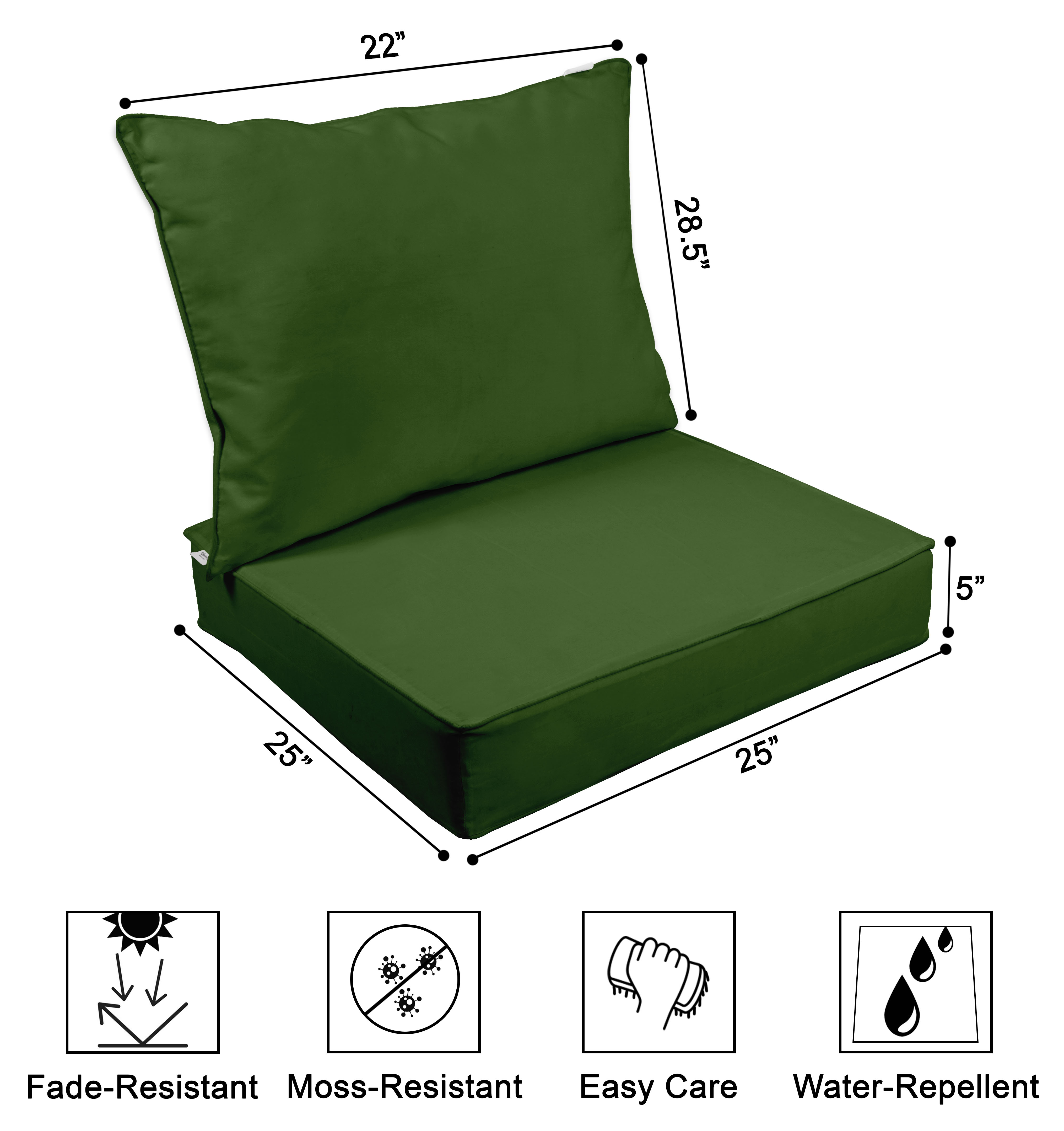 Vargottam Outdoor Deep Seat Patio Cushions Set 2pcs Seat Set ...