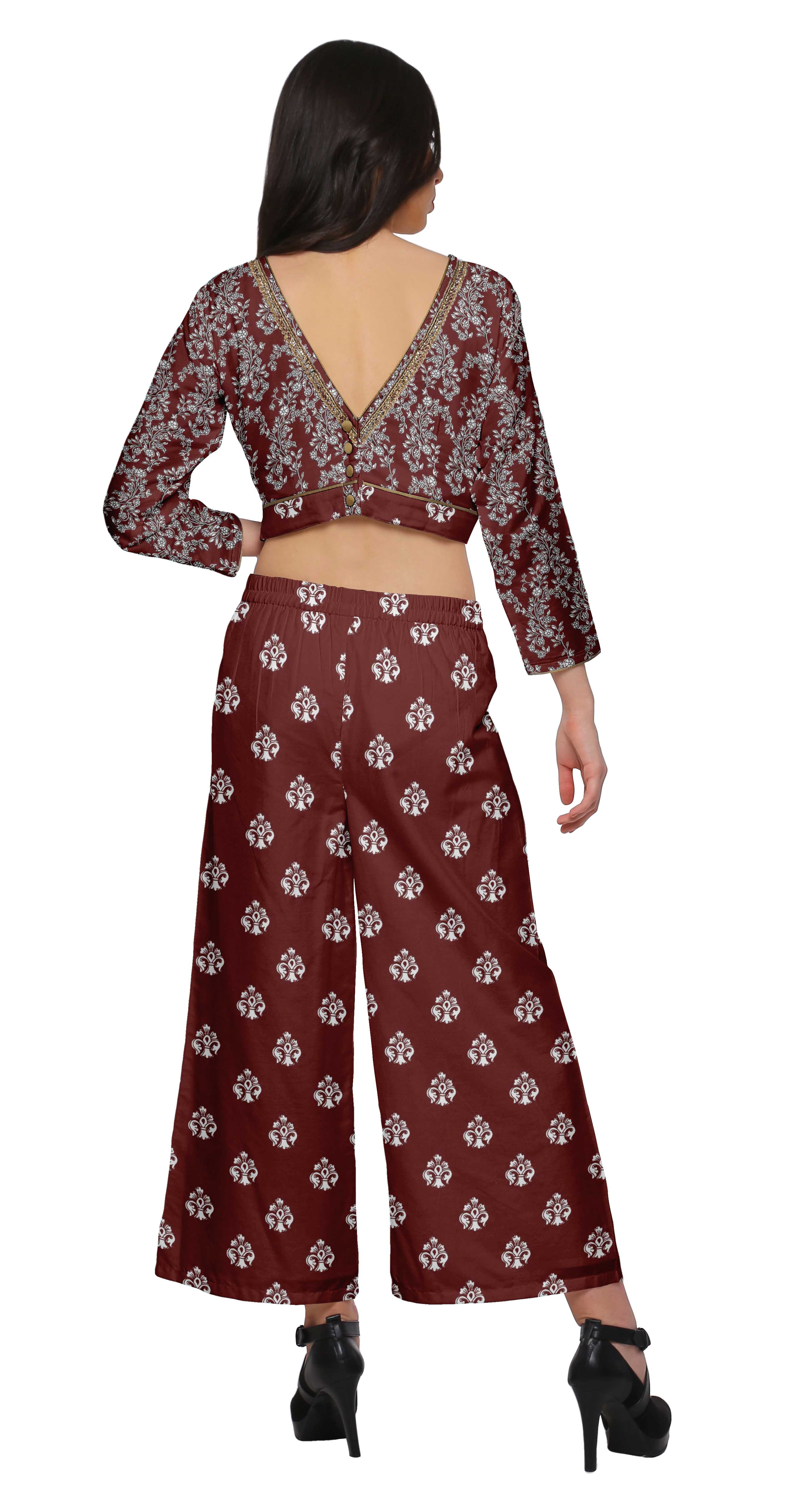 Moomaya Women's Crop Top Palazzo Set 