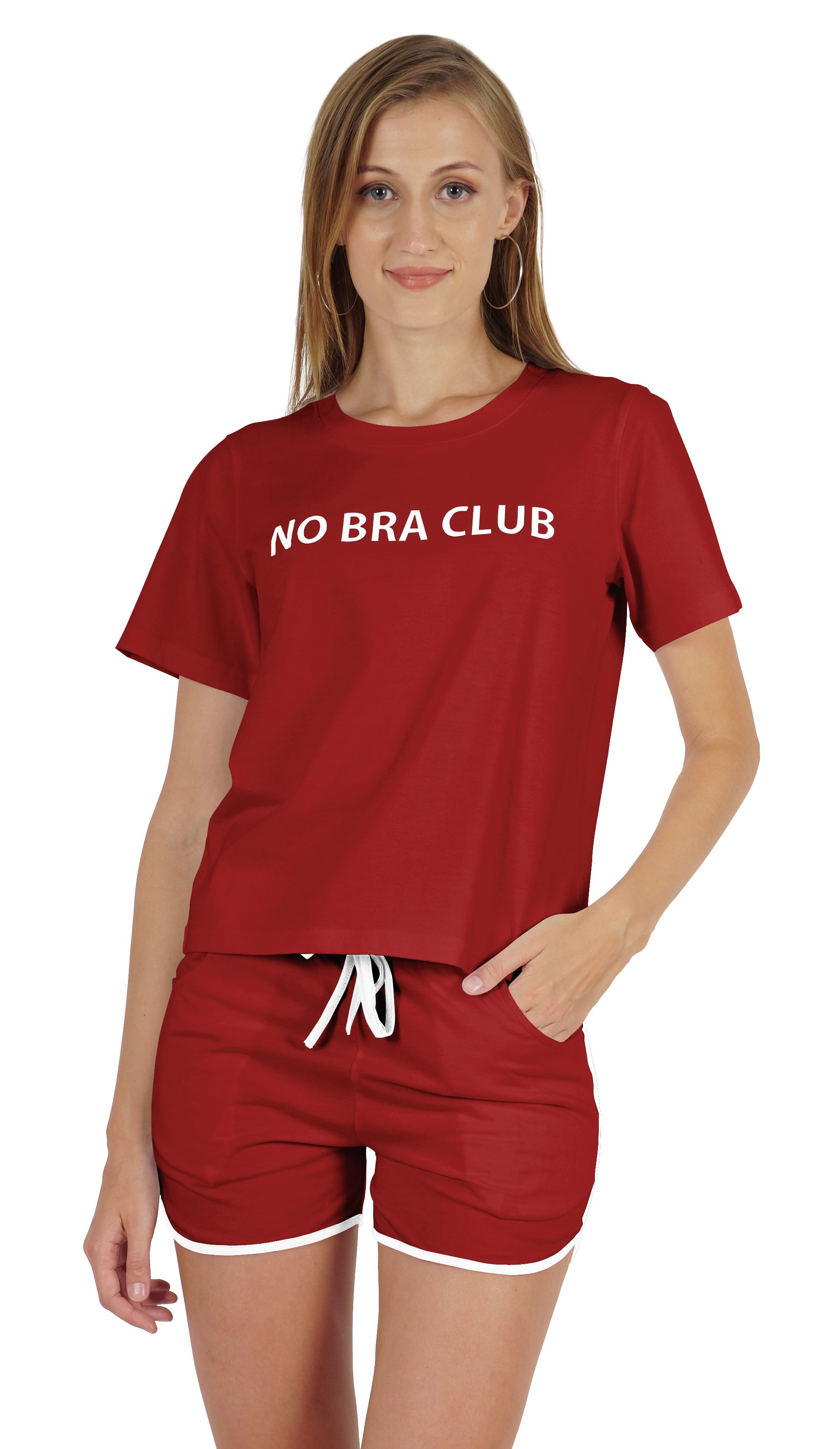 Inkmeso Women's Short Sleeve No Bra Club Go Braless Funny No Bra