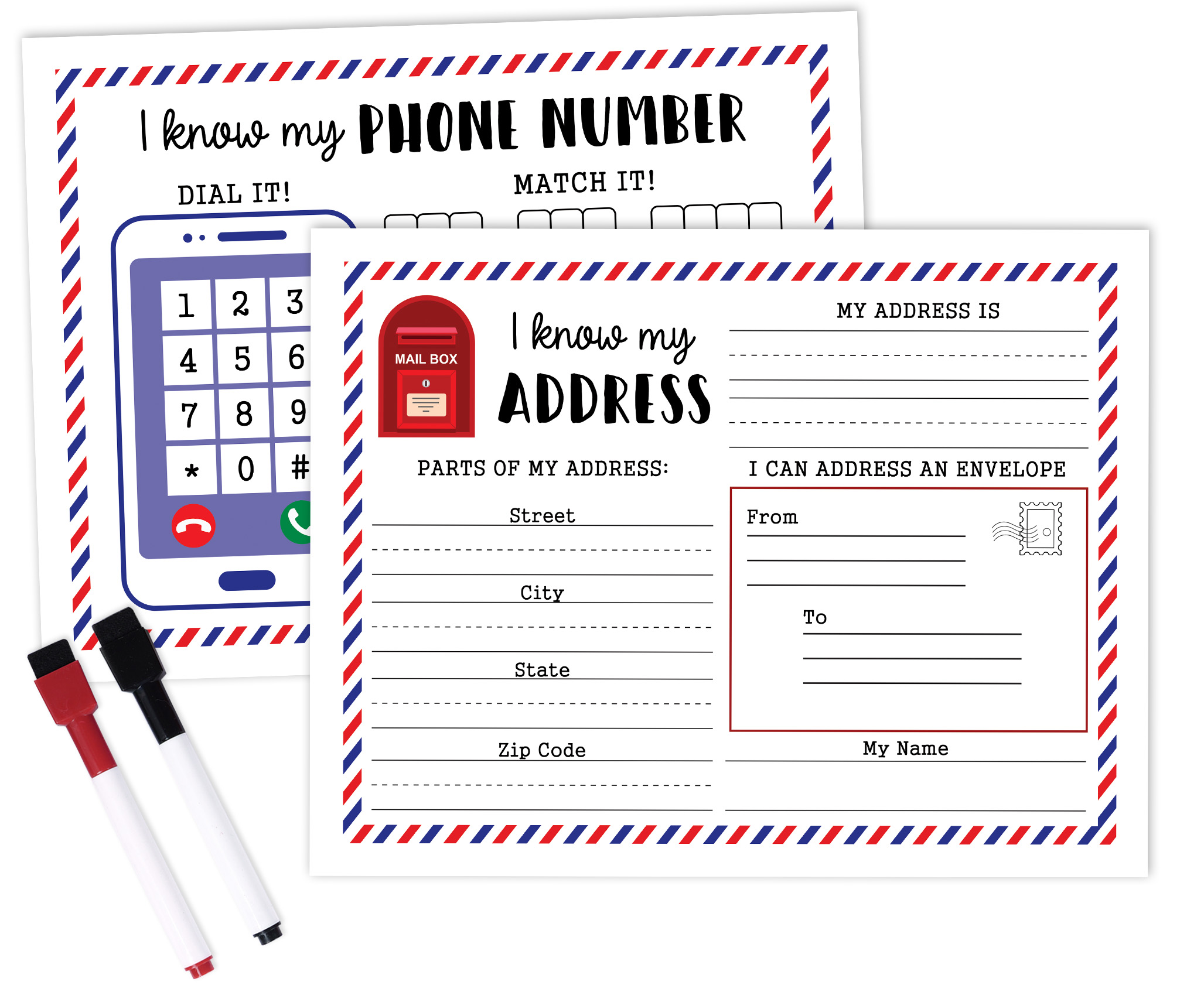 Inkdotpot Dry Erase Practice Worksheet I know my address, I know-AzL | eBay