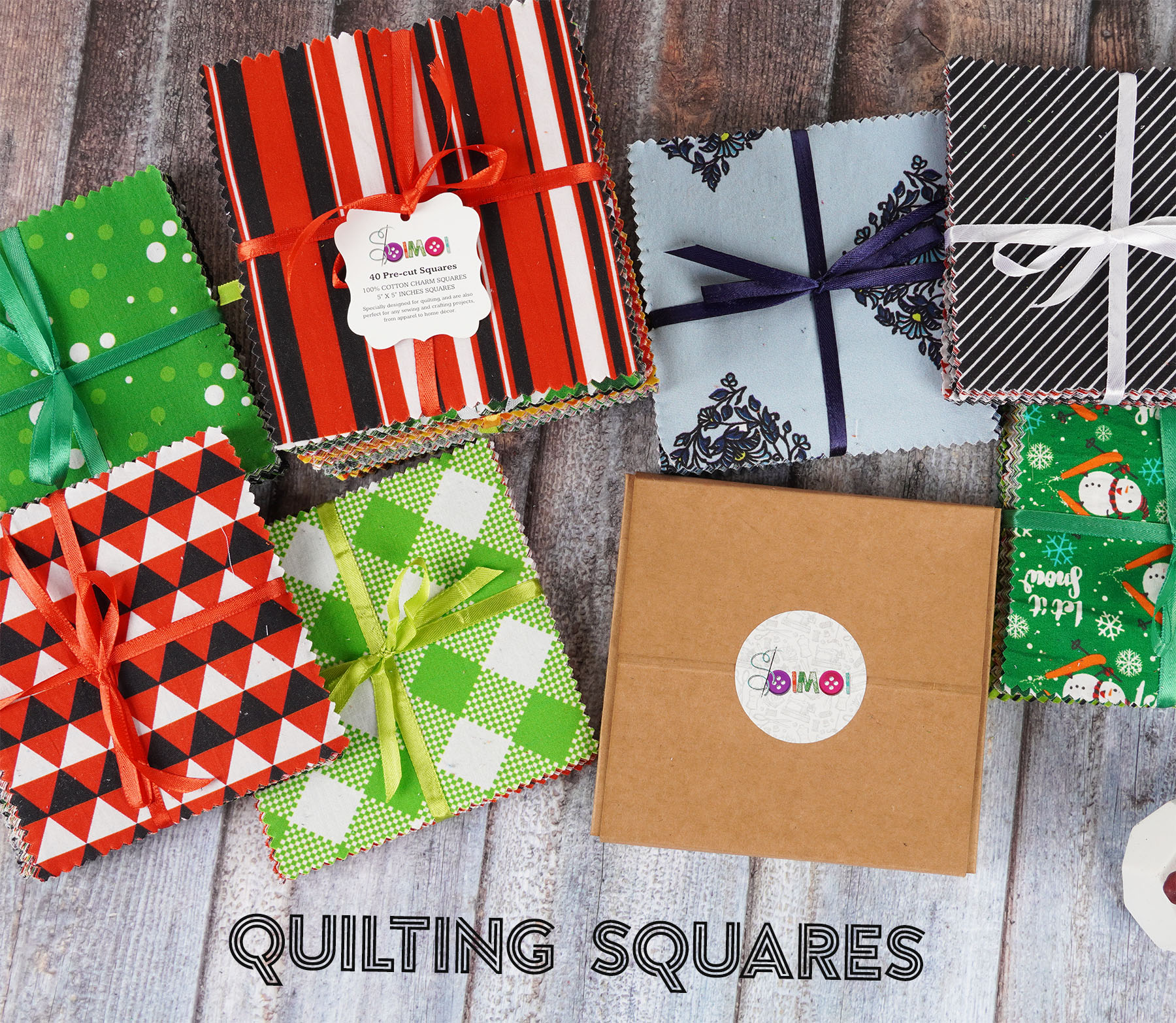 Soimoi Block Print Precut 10-inch Cotton Fabric Quilting Squares-GmY