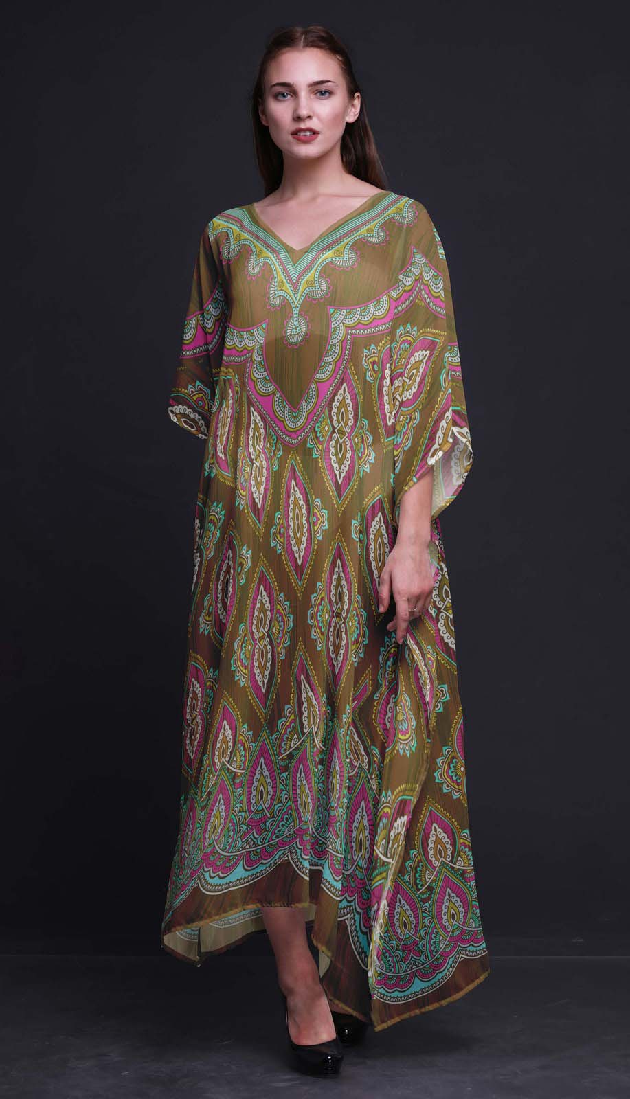 Phagun Floral Ethnic Ladies Kaftan Holiday Loungewear Maxi Dress-vSE | eBay