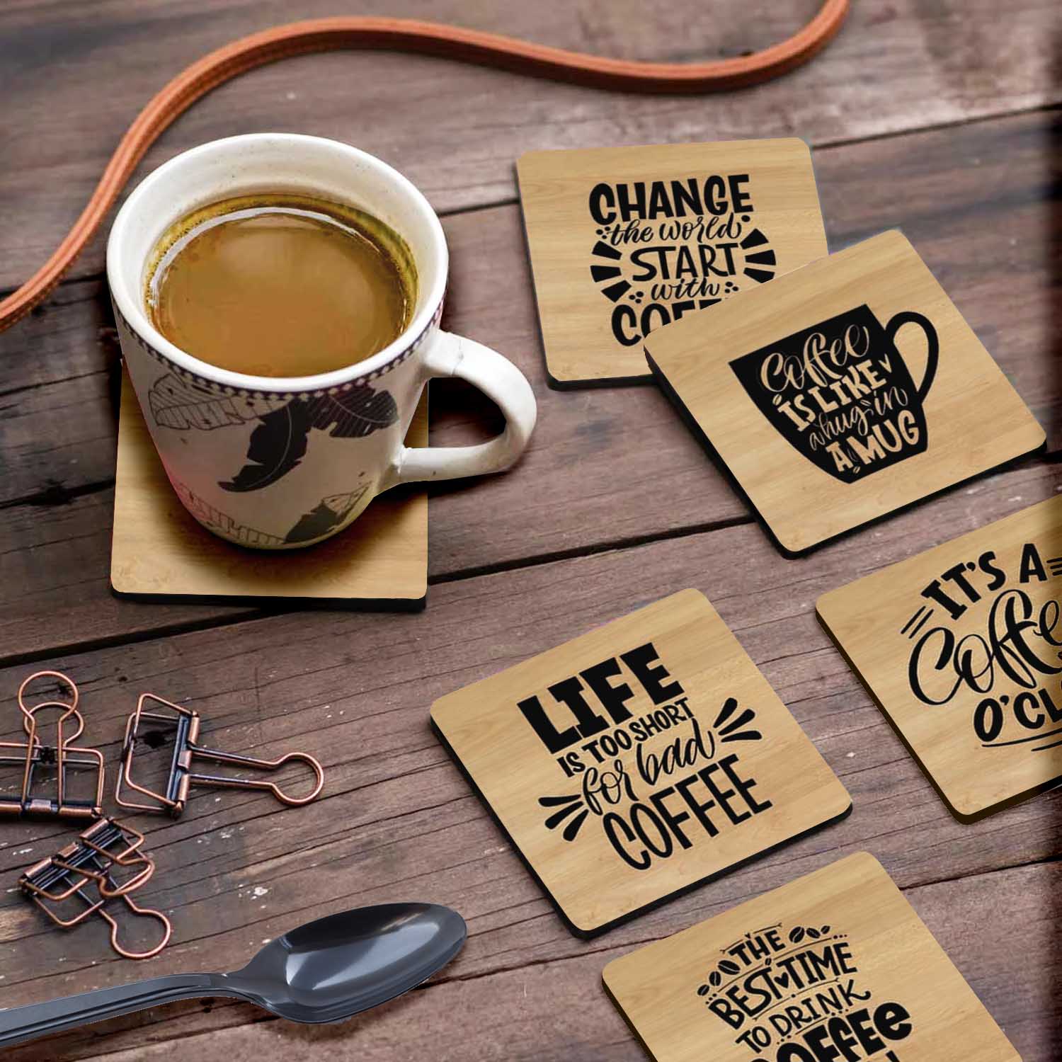 Inkdotpot Set of 6 Drink Coasters Easy Clean 4inch Square Coasters