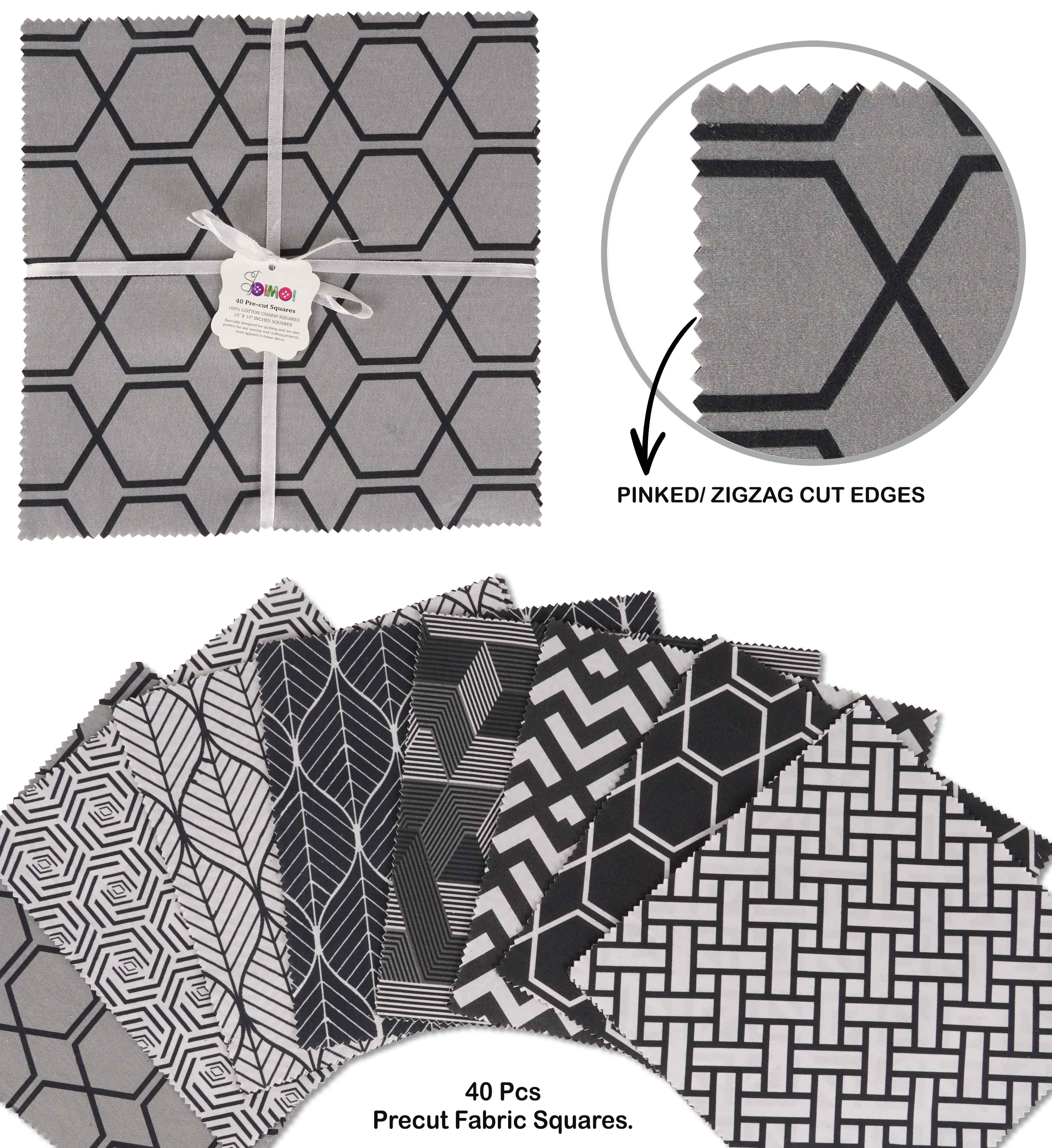 Soimoi Geometric With Texture Print Precut 10-inch Cotton Fabric