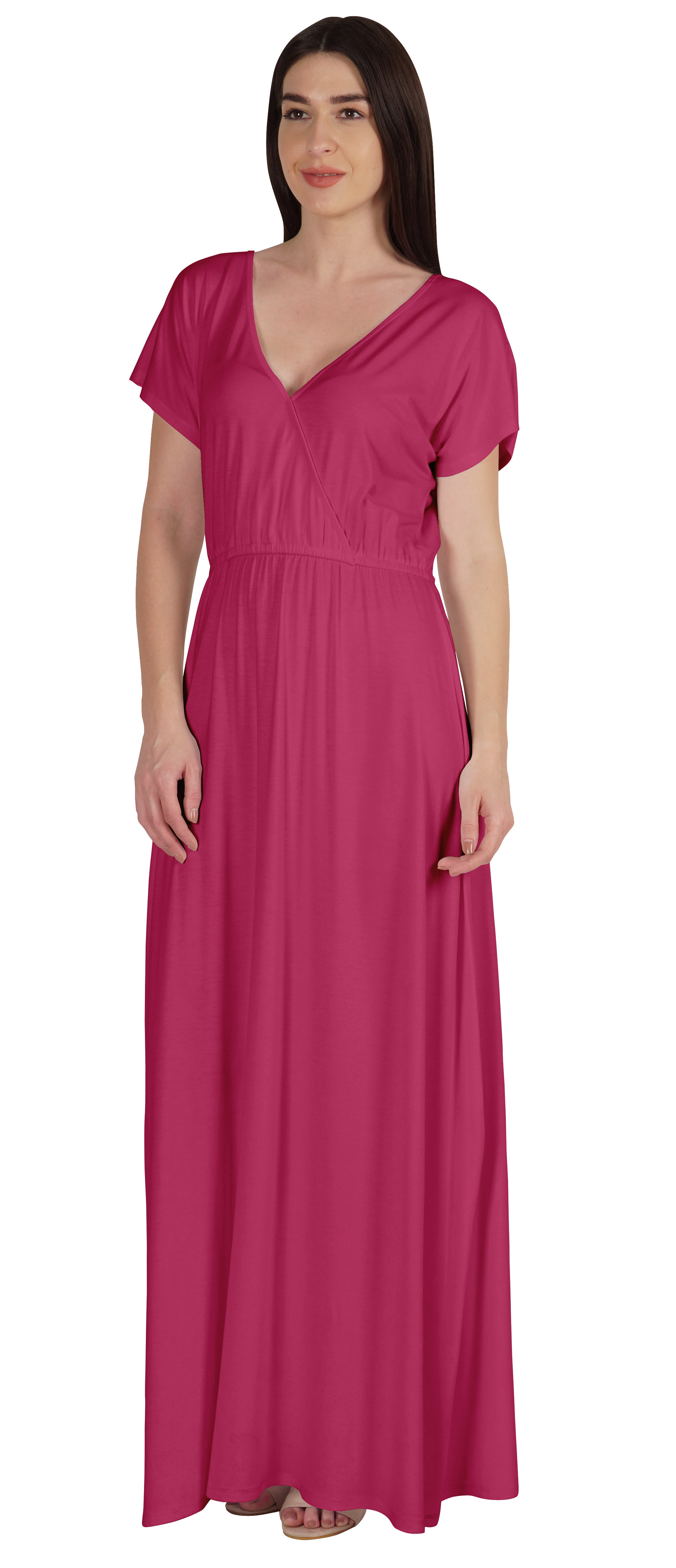 Inkmeso Wrap Style Jersey Maxi Dress 