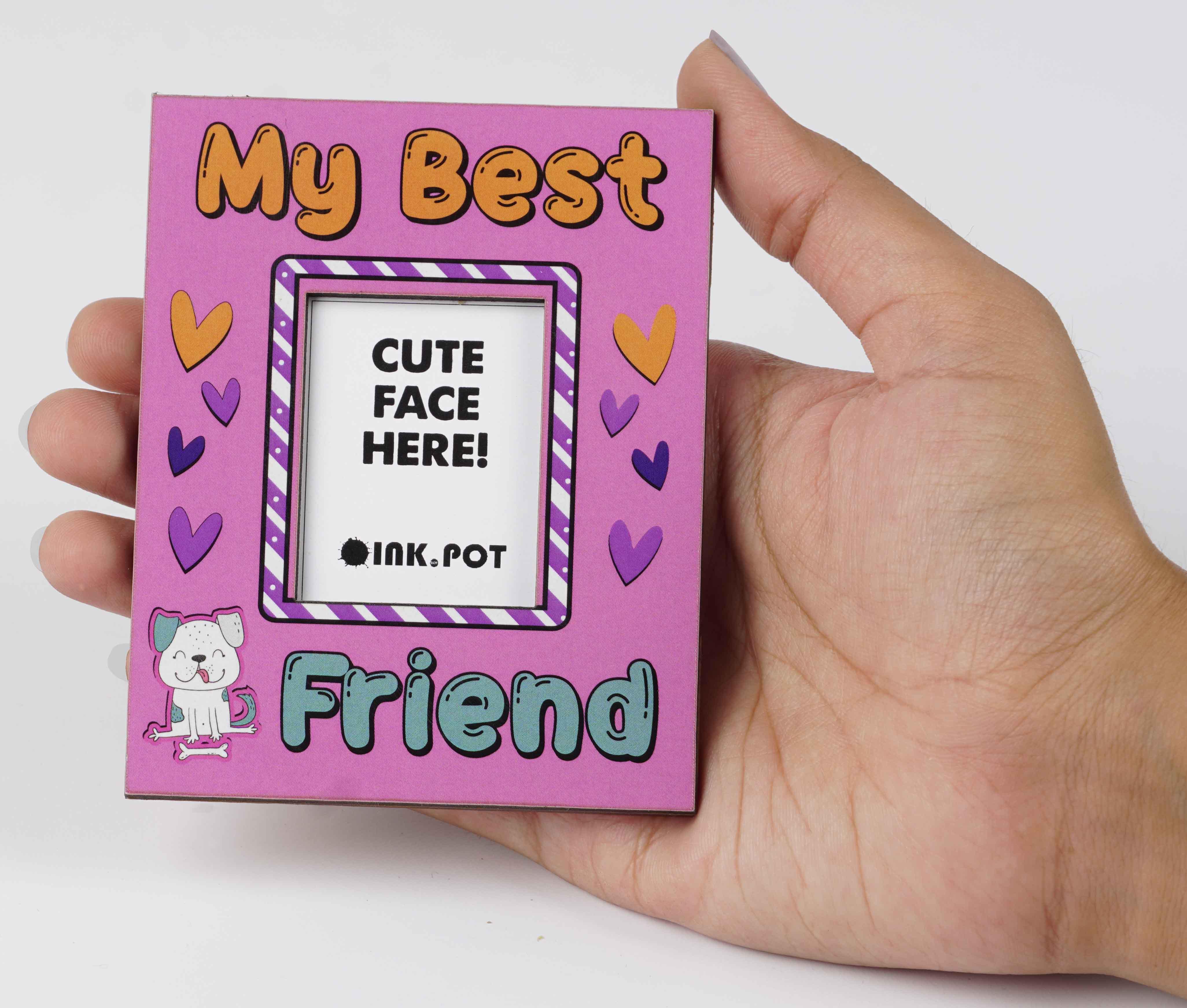 My Best Friend Engraved Wood Picture Frame Magnet 