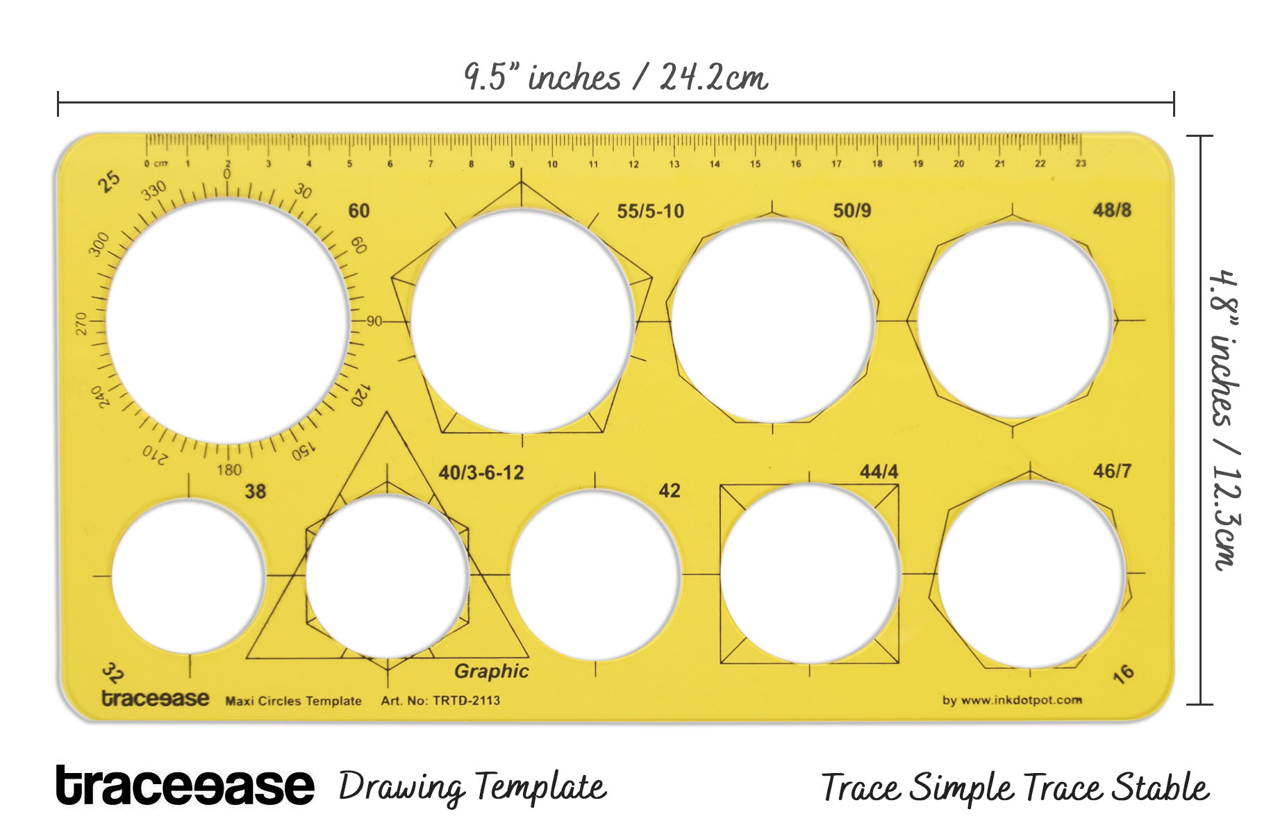 Traceease Geometric Drafting Maxi Circle Template Drawing Stencil,lUo