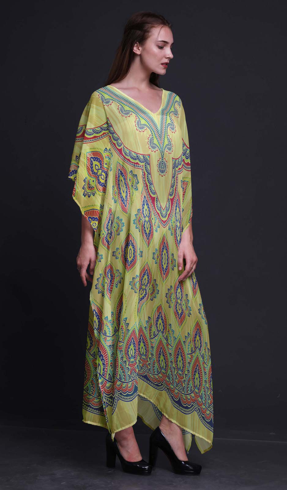 Phagun Floral Ethnic Ladies Kaftan Holiday Loungewear Maxi Dress-vSE | eBay