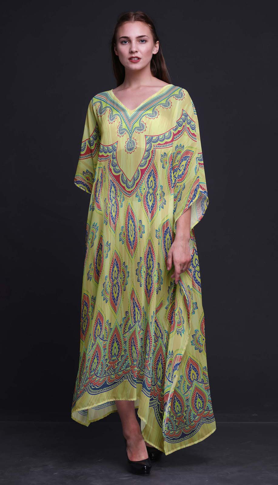 Phagun Floral Ethnic Ladies Kaftan Holiday Loungewear Maxi Dress-vSE | eBay