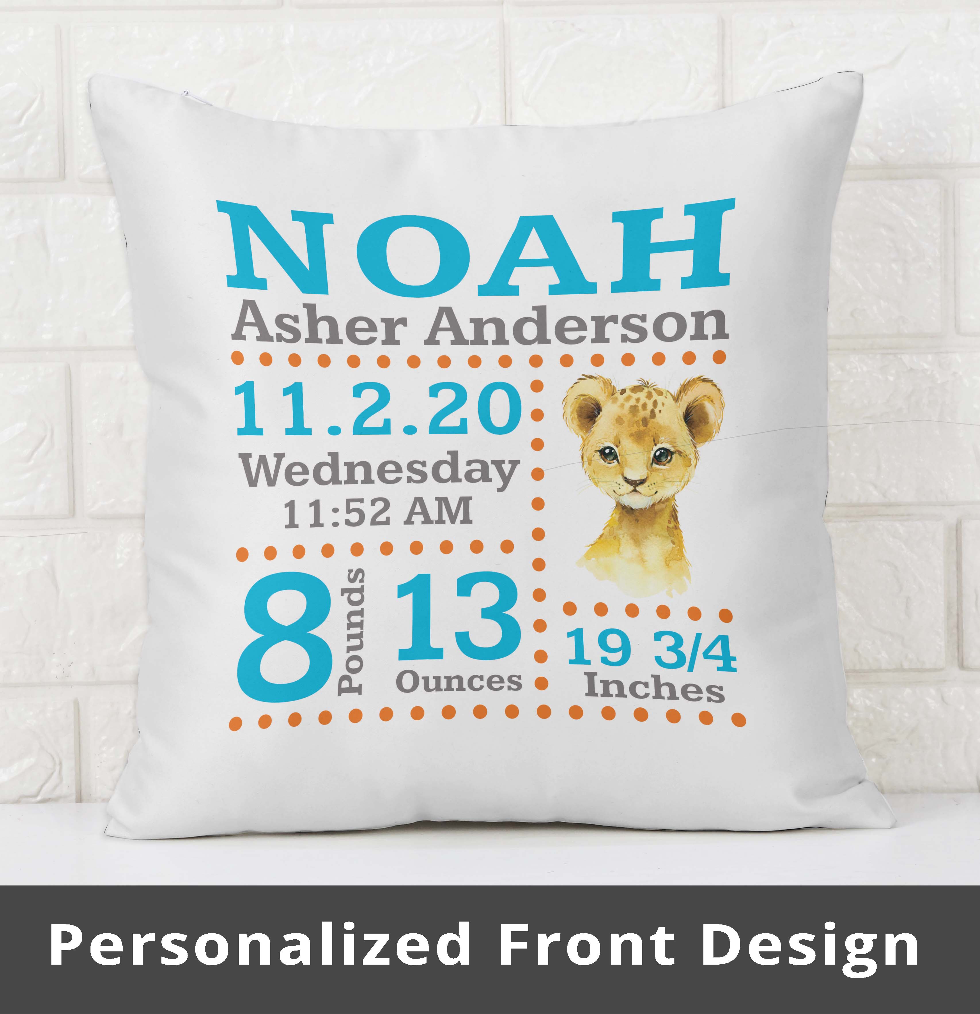 Printtoo Personalized Birth Announcement Pillow With Insert-Custom-Etr 