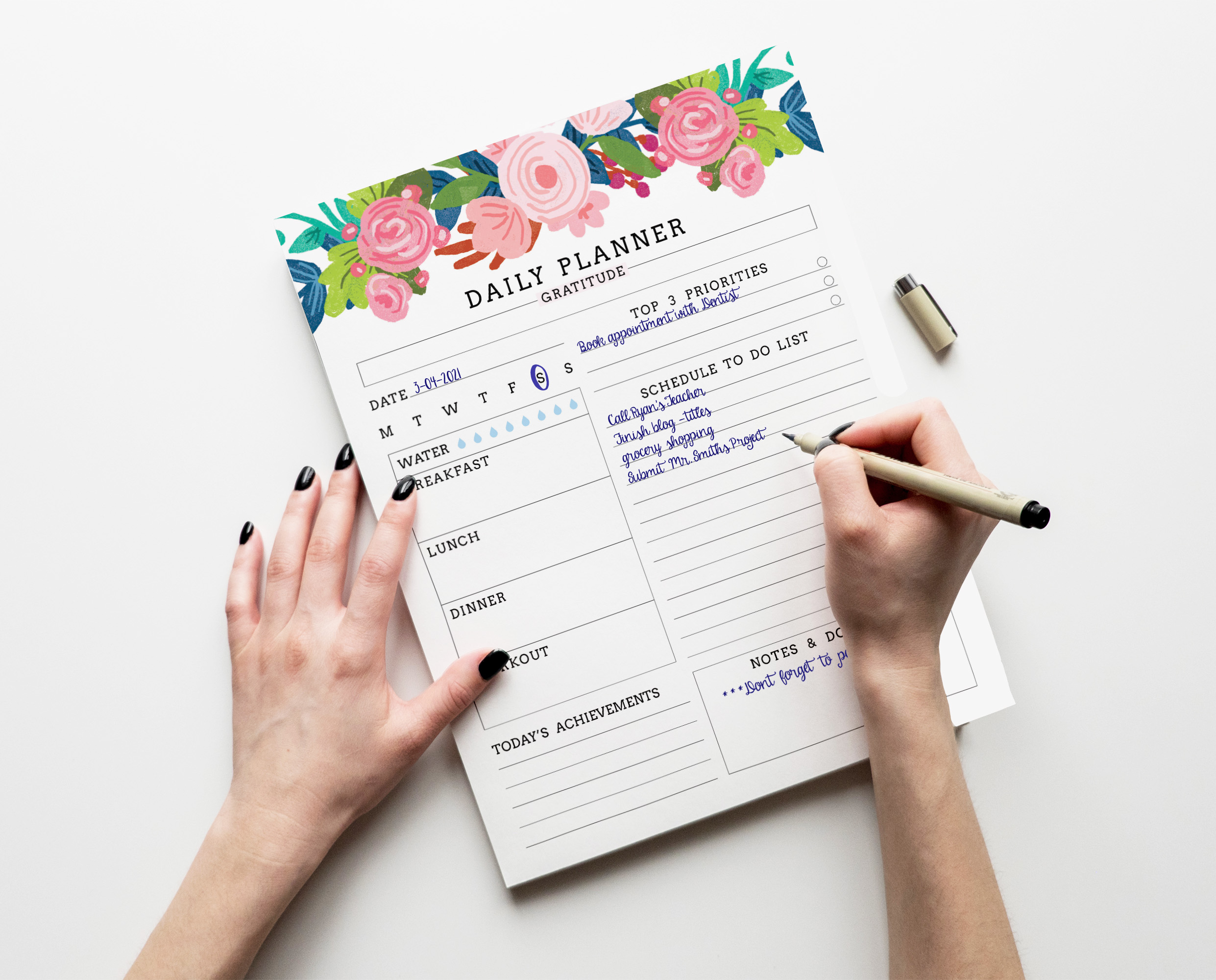 Inkdotpot Daily Planner Tear Off Pad To Do List Notepad 50 Undated 