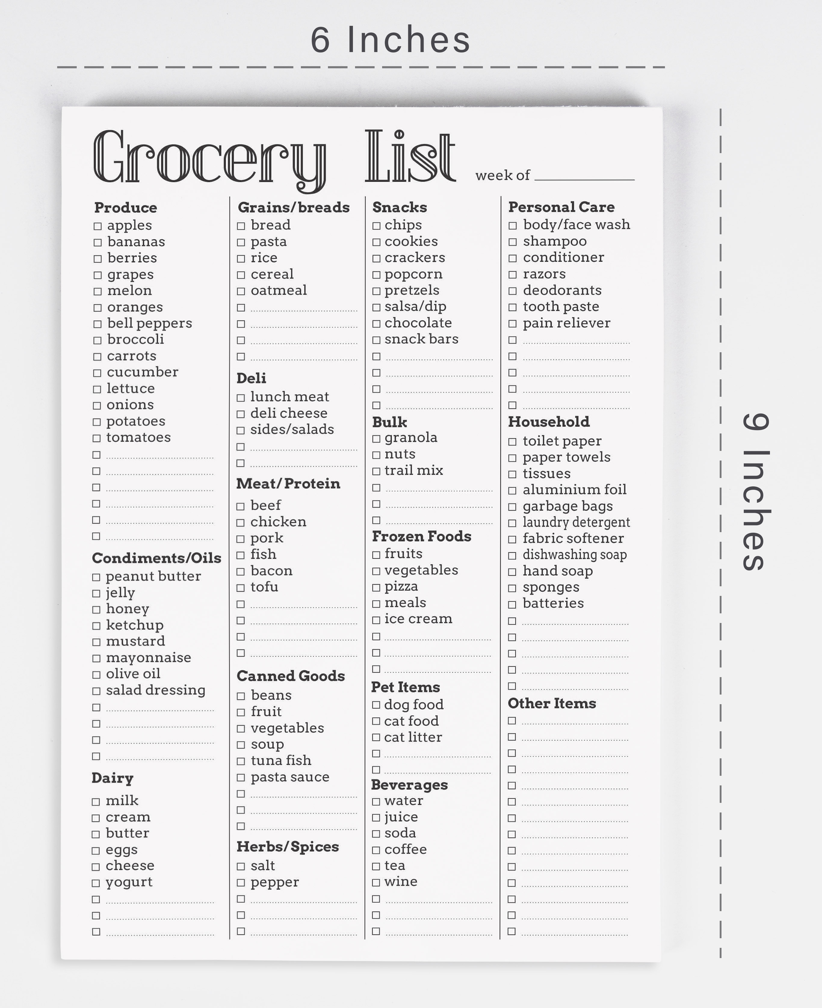 Non-Magnet Grocery Shopping List Notepad – CARDAMONOLY