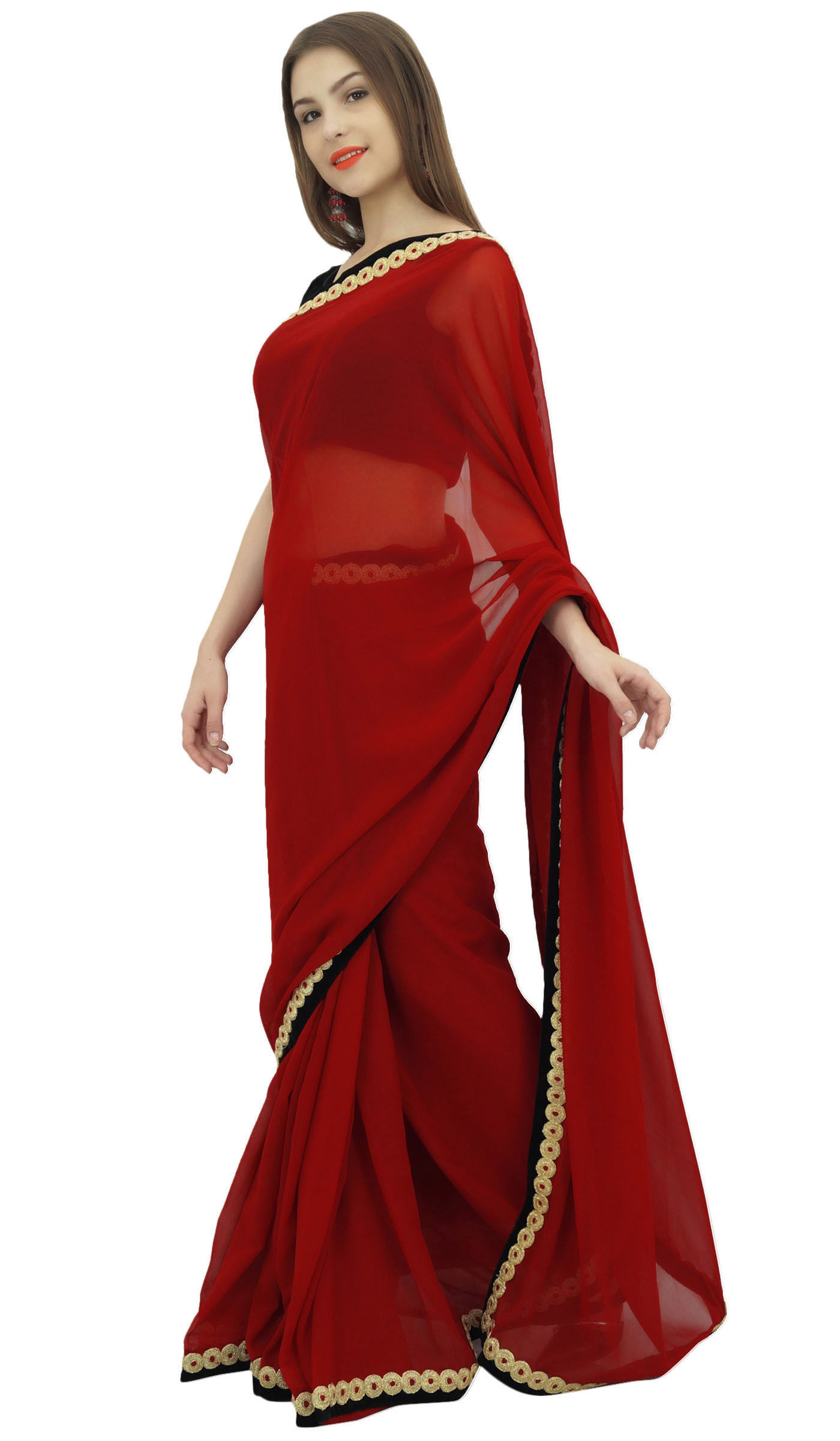 maroon saree gown