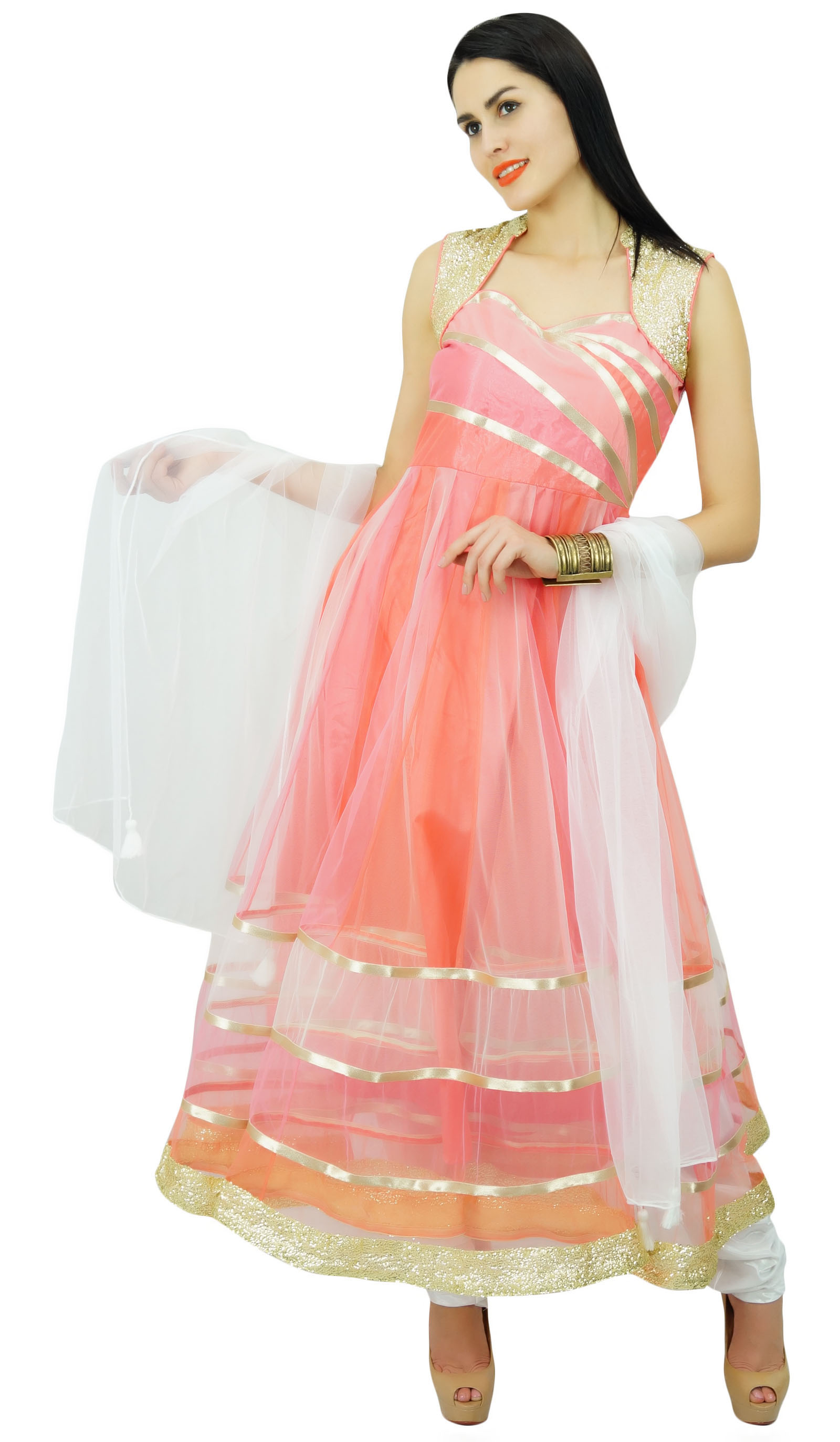 long anarkali dress with dupatta