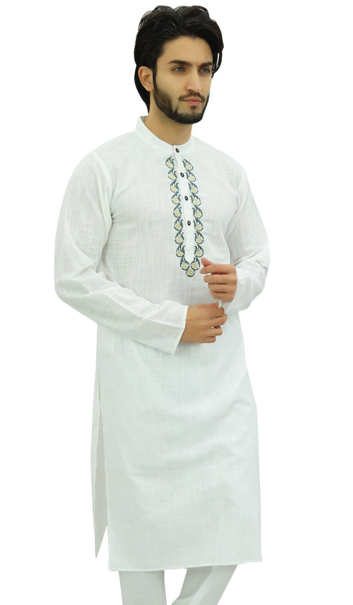 Atasi Cotton Embroidered Designer Kurta For Mens Cotton Party Wear  Traditional Indian Wear Long Shirt