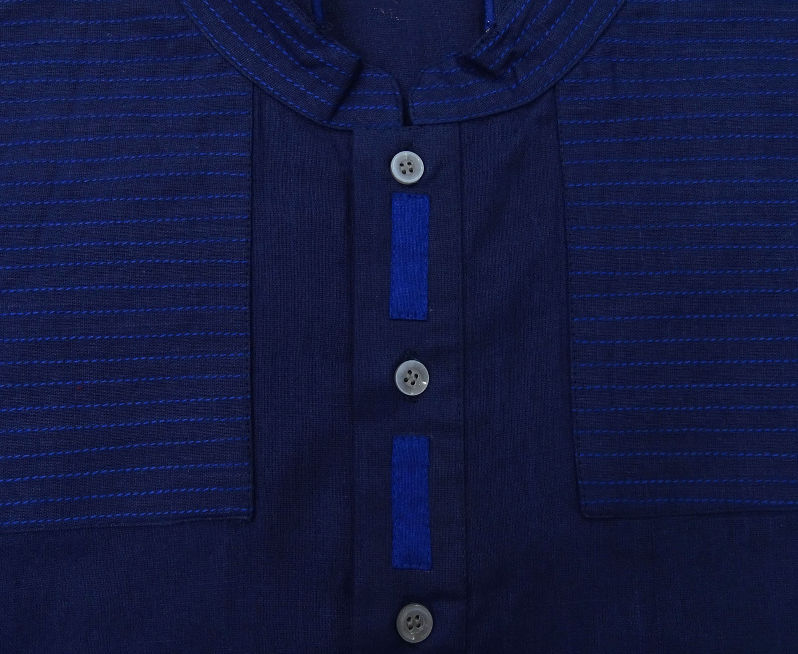 Atasi Men's Party Wear Linen Kurta Pyjama Set Blue Ethnic Shirt 