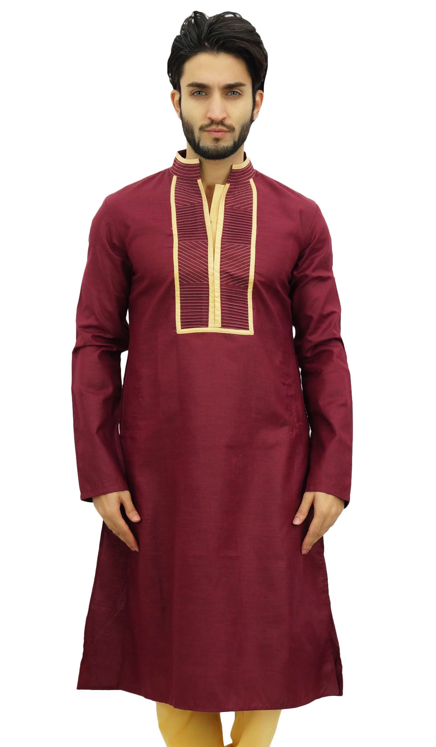 Atasi Herren Designer Kurta Pyjama Set Lange Cotton Punjabi Hemd 
