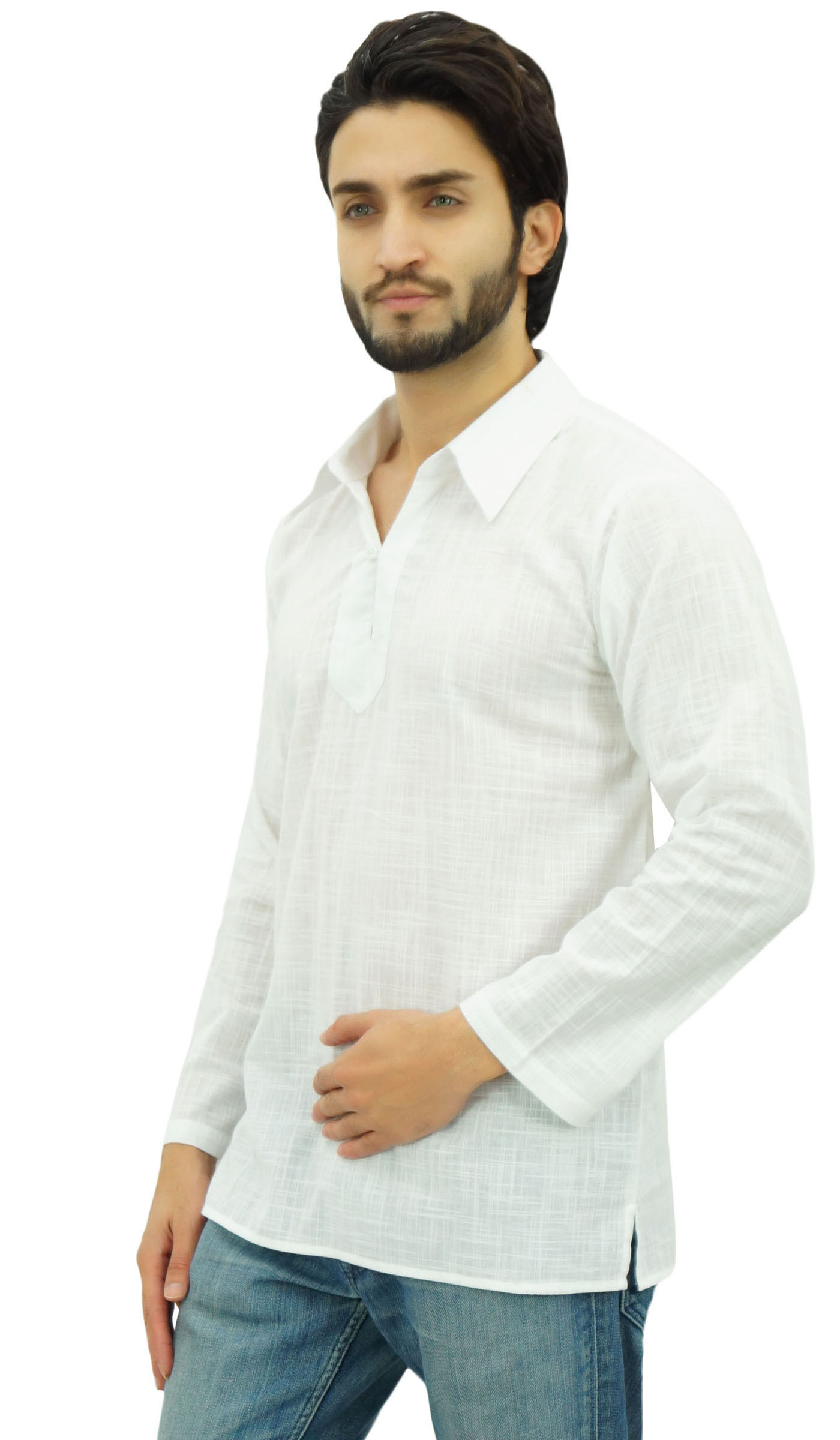 Atasi Indian Ethnic Men's Short Kurta Full Sleeve Collar Cotton-sB1 | eBay