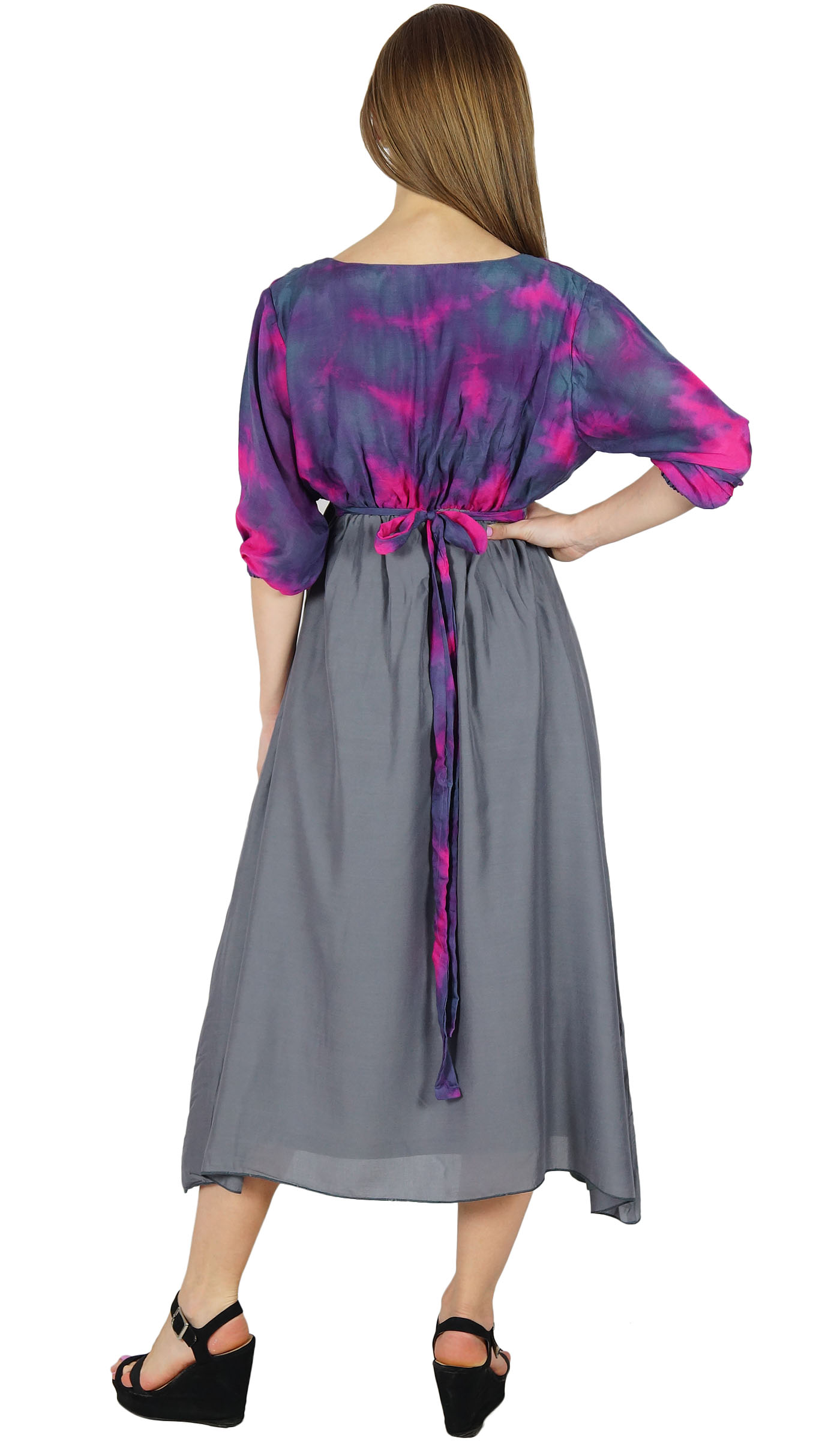 Bimba Women Casual Midi Shift Dress Chic Style Gray Rayon Day Dresses-LSZ | eBay