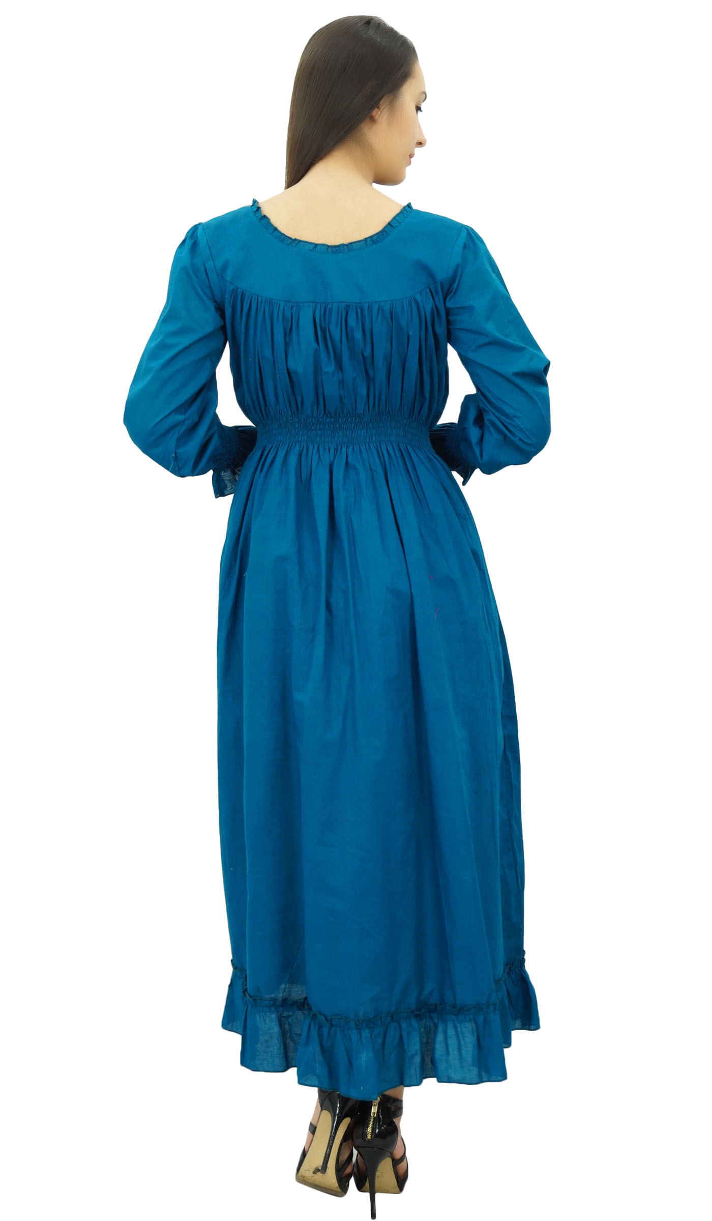 thumbnail 44  - Bimba Women&#039;s Cotton Smocked Waist Long Casual Maxi Dress-nWe