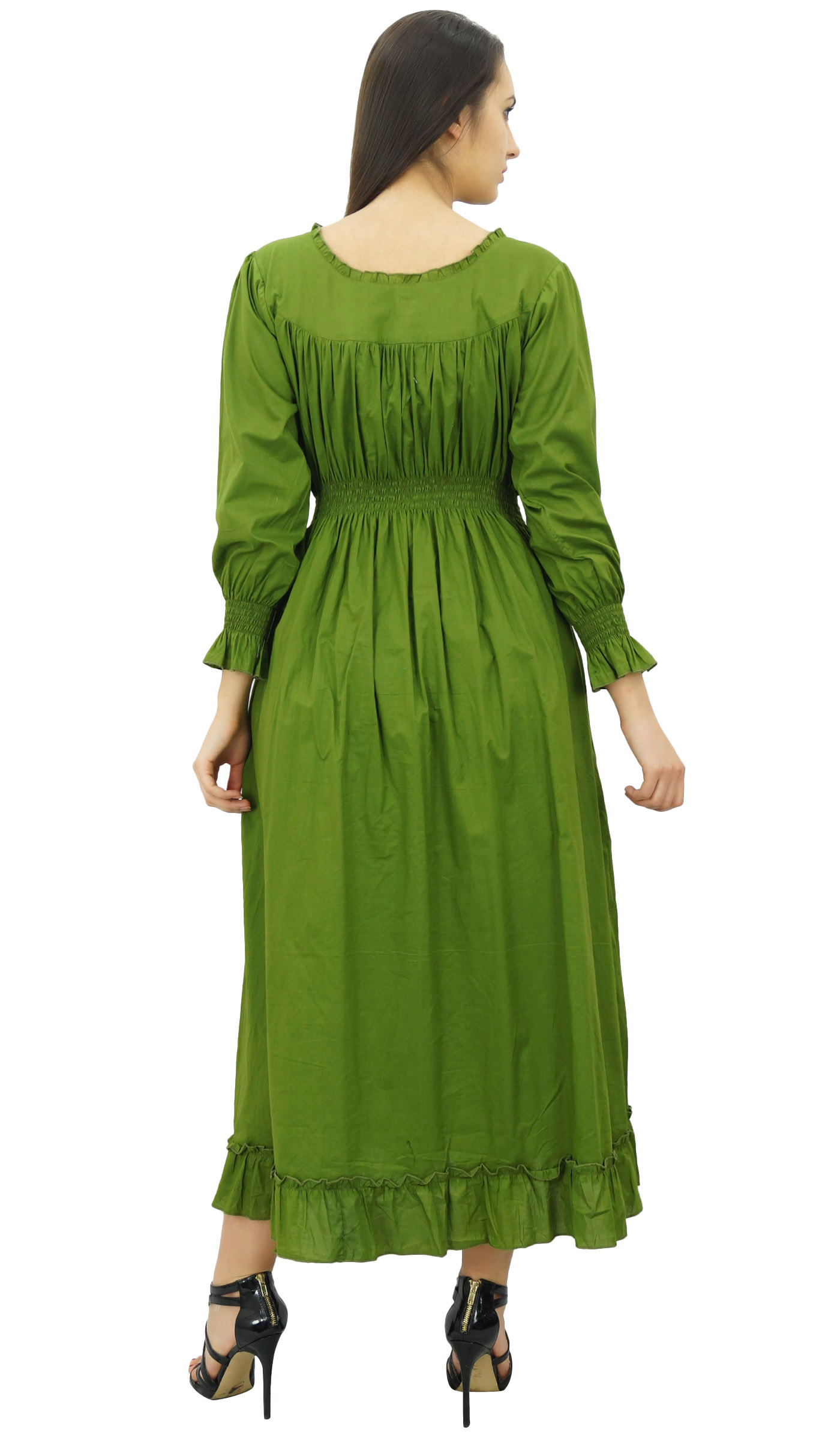thumbnail 5  - Bimba Women&#039;s Cotton Smocked Waist Long Casual Maxi Dress-nWe