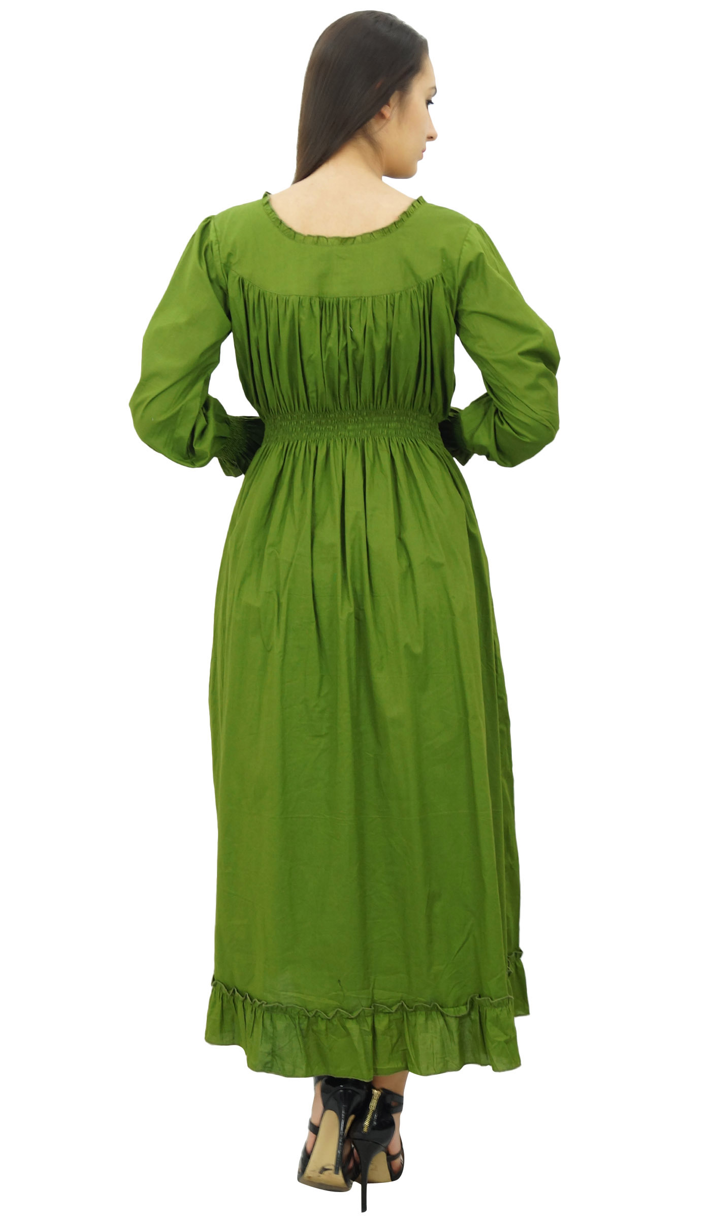 thumbnail 6  - Bimba Women&#039;s Cotton Smocked Waist Long Casual Maxi Dress-nWe