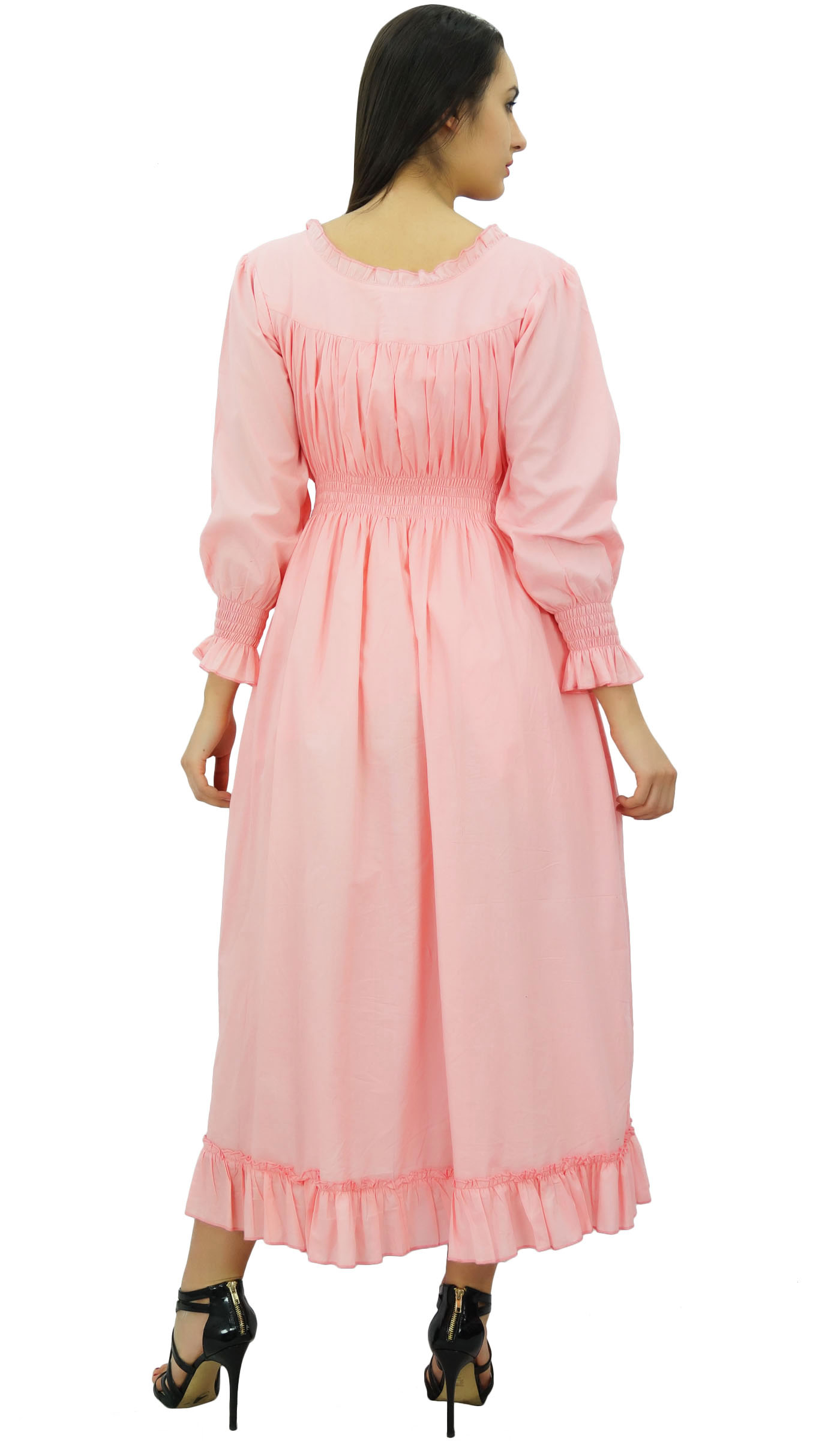 thumbnail 29  - Bimba Women&#039;s Cotton Smocked Waist Long Casual Maxi Dress-nWe