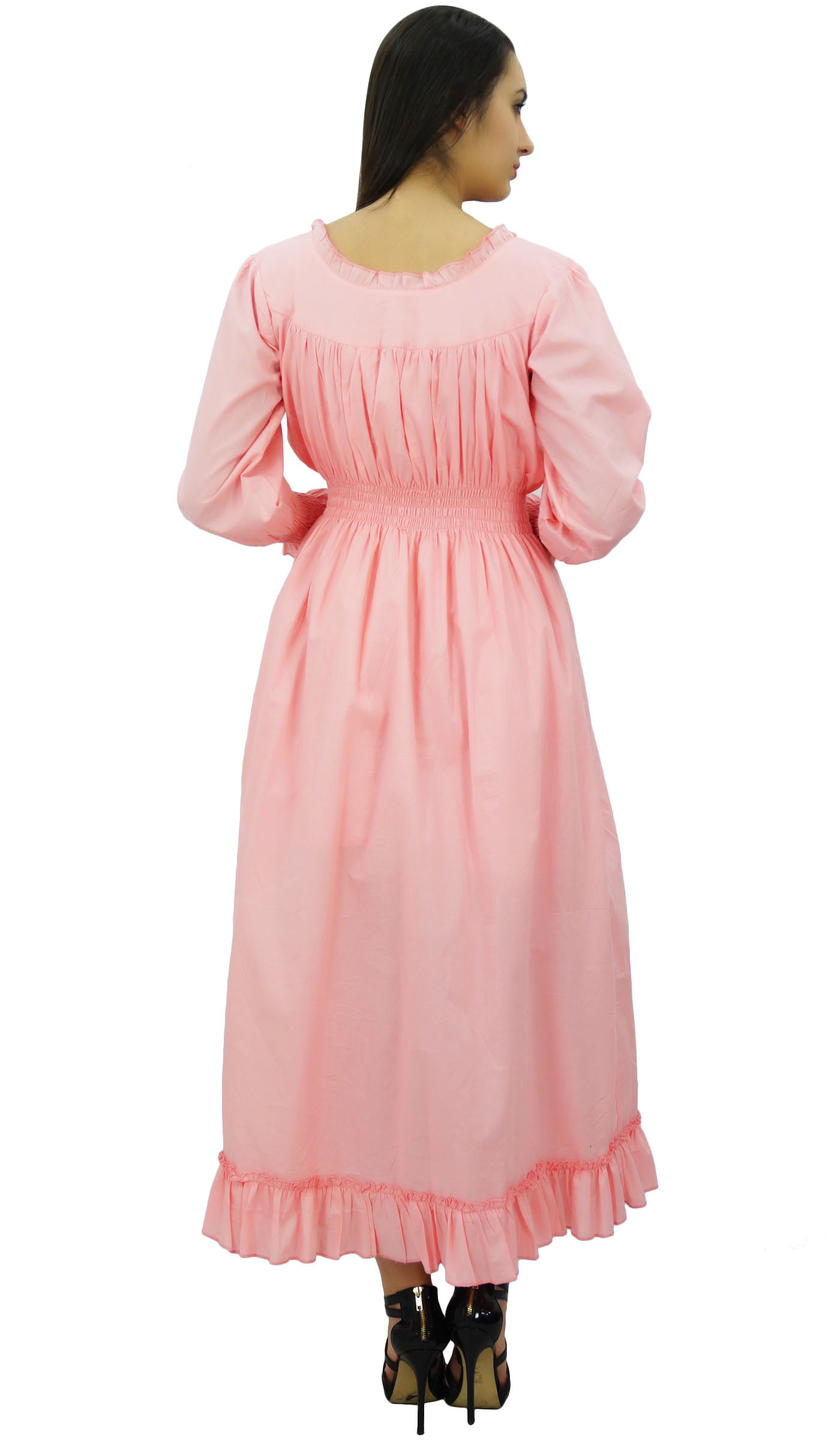 thumbnail 30  - Bimba Women&#039;s Cotton Smocked Waist Long Casual Maxi Dress-nWe