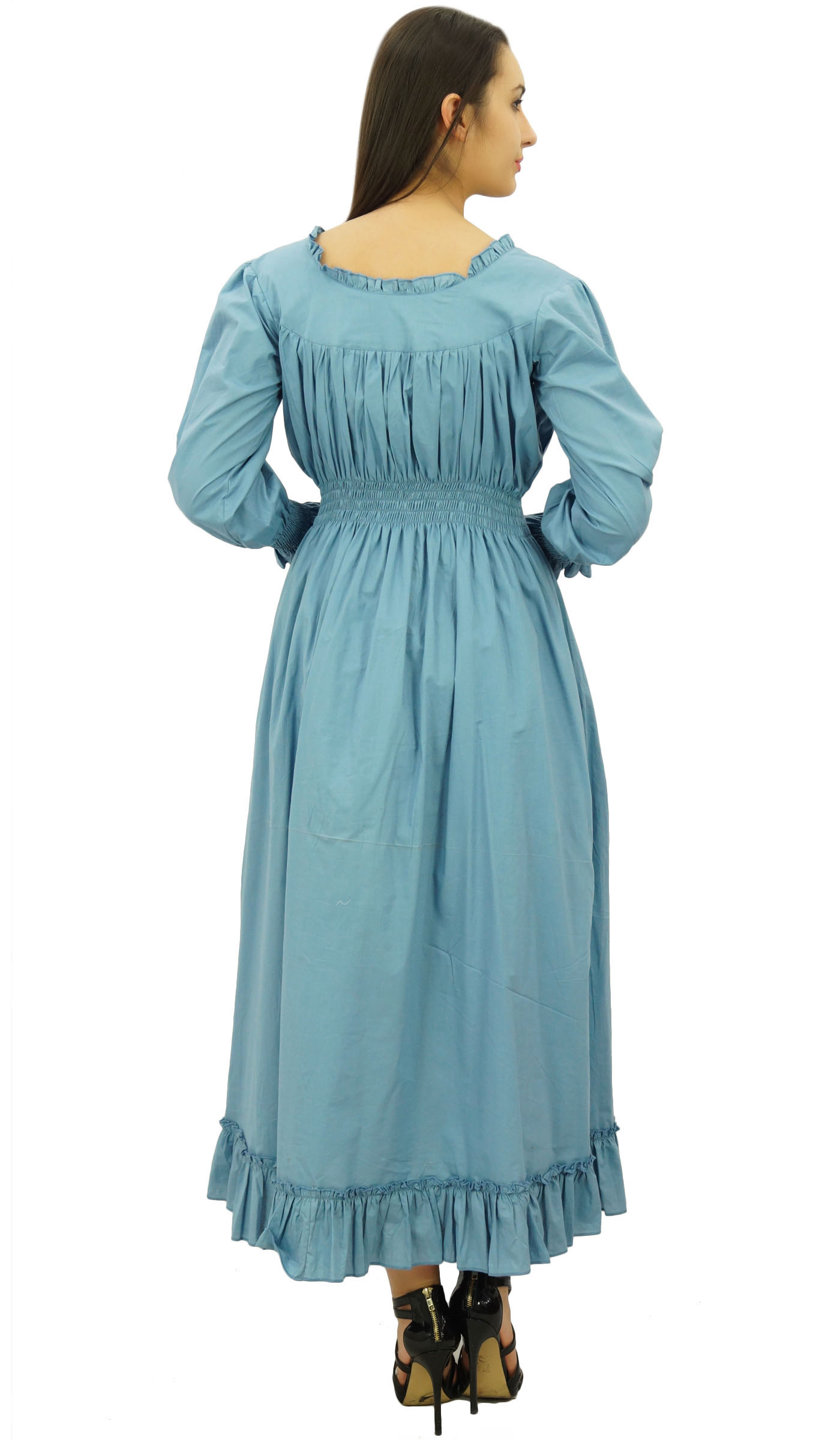 thumbnail 14  - Bimba Women&#039;s Cotton Smocked Waist Long Casual Maxi Dress-nWe