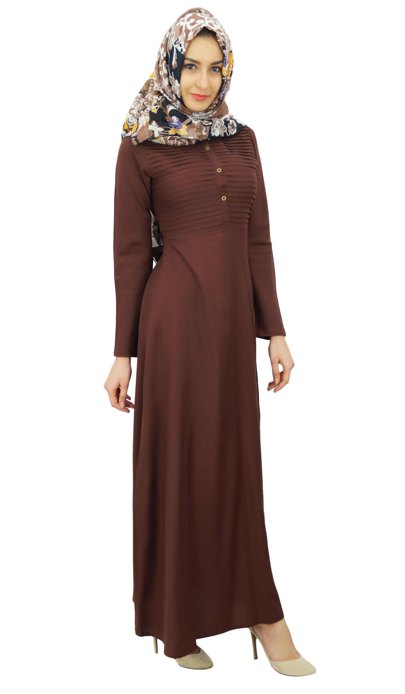 Bimba Women's Muslim Abaya Pleated Jilbab Islamic Long Dress With-Q4x ...