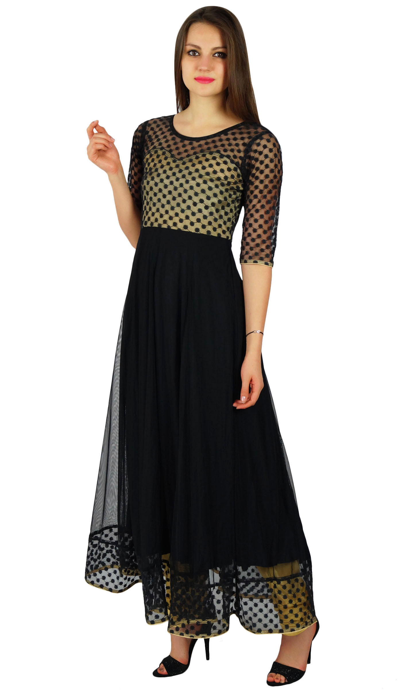 black net long gown