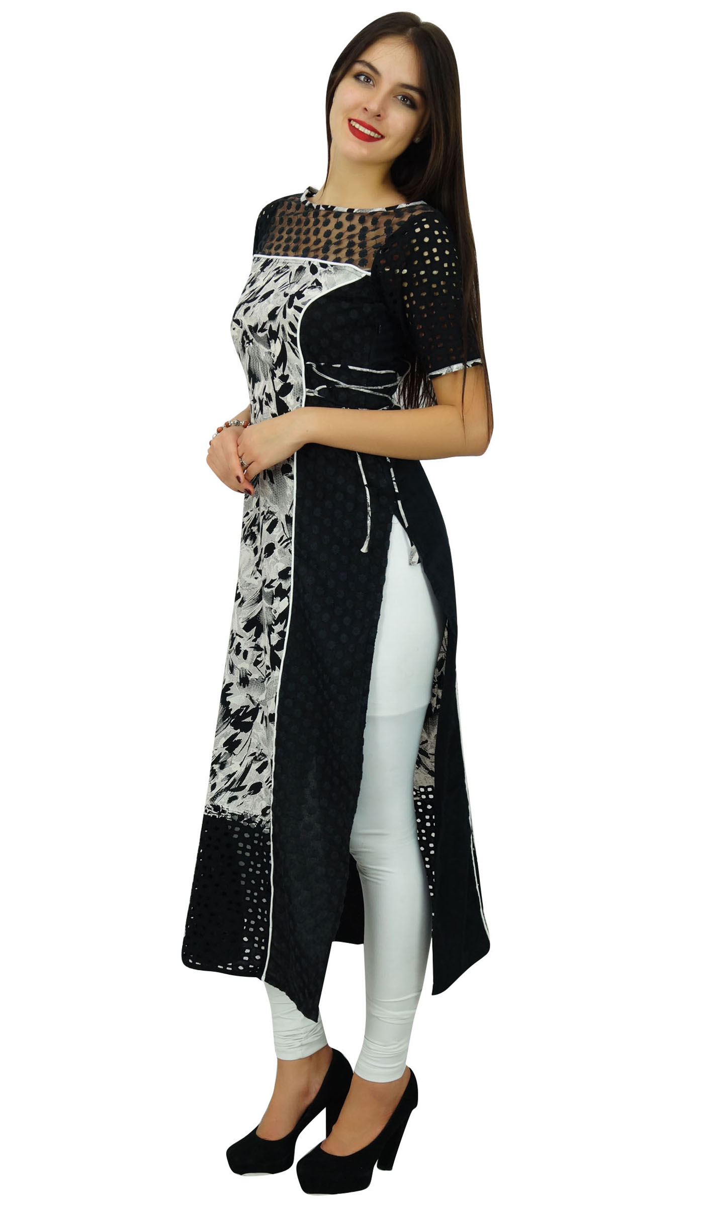 Bimba Womens Designer Party Wear Kurta Long Black Kurti India Ethnic Awp Ebay 4561