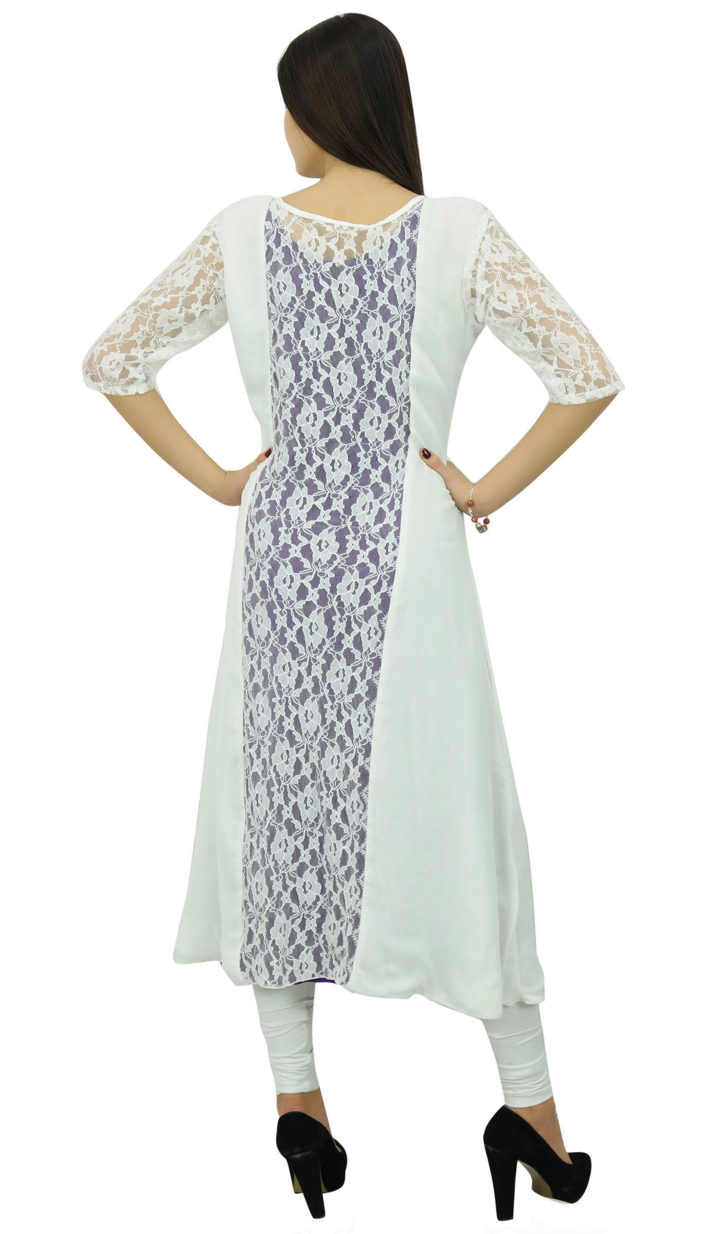 Bimba Women 2 Piece Kurta Kurti Designer Wear Boho Long Shrug Dress-MuI | eBay