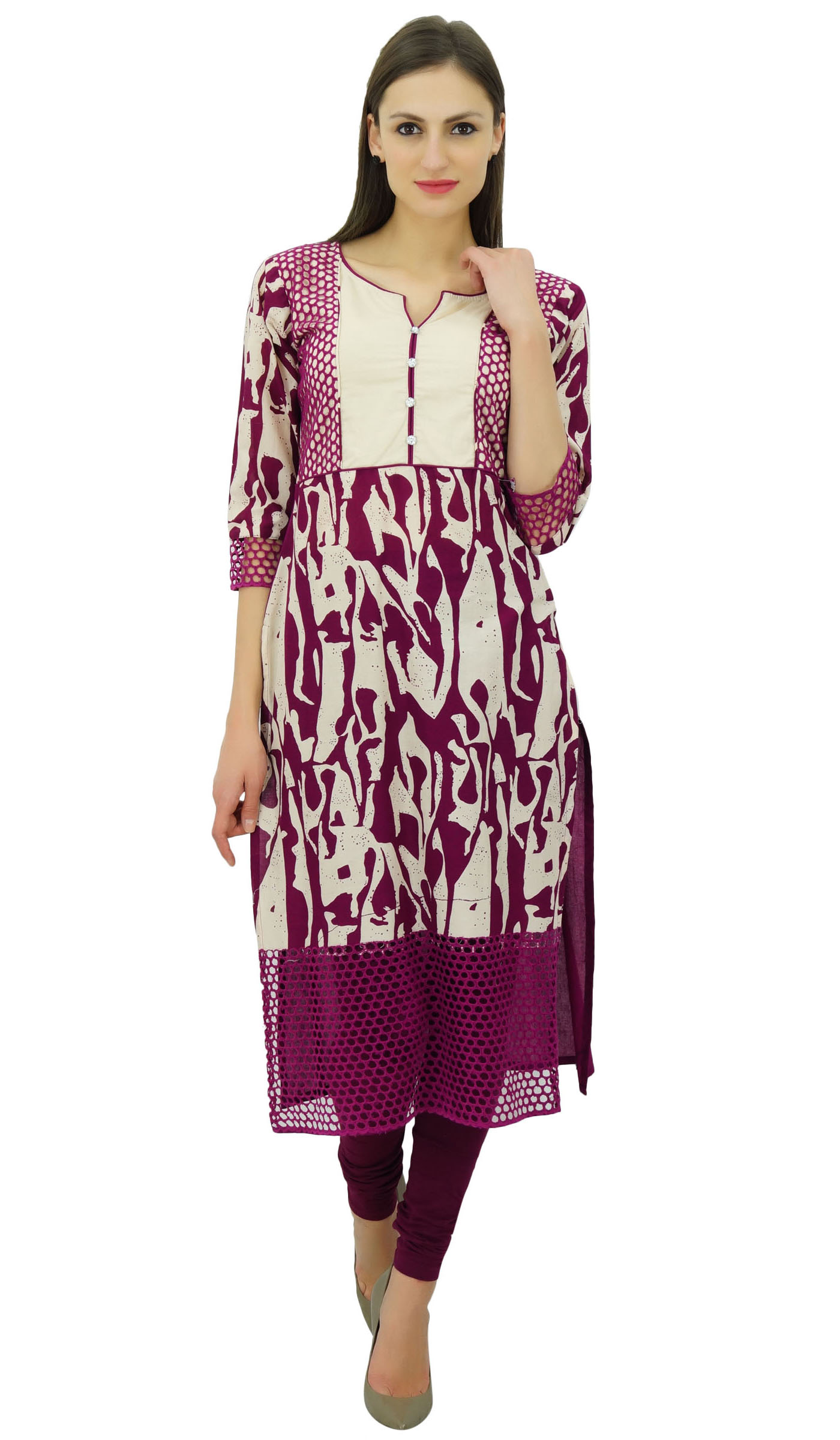 Bimba Ladies Straight Purple Kurta Designer Kurti Indian Dress Ethnic ...