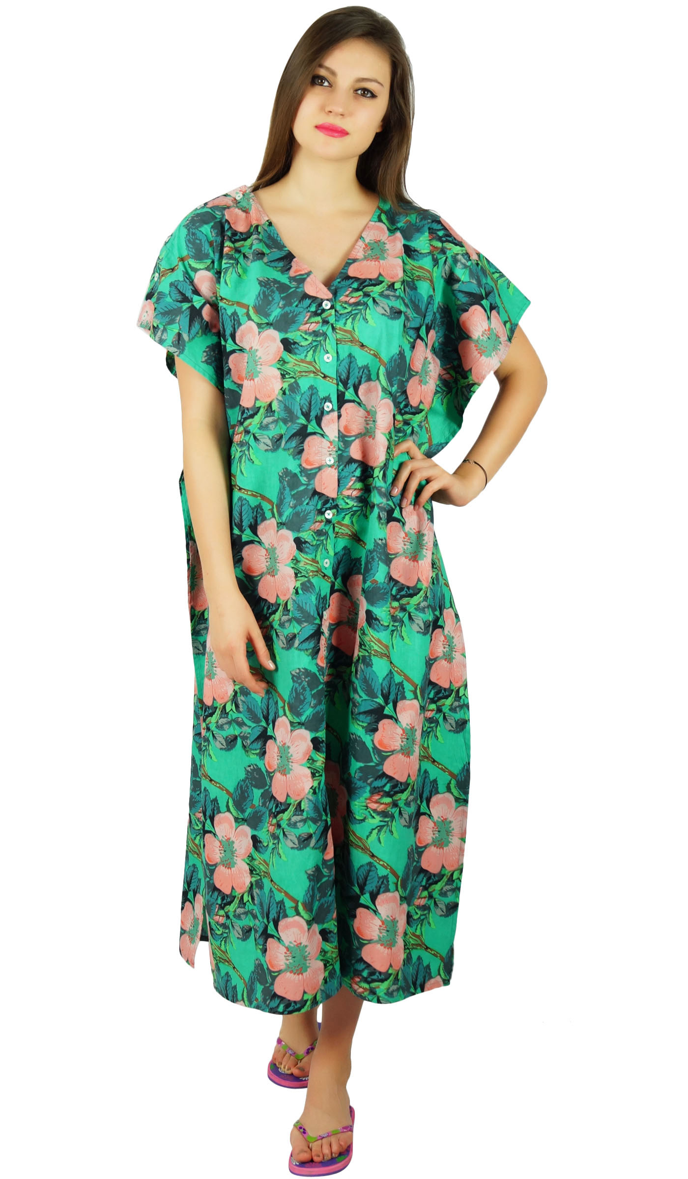 Bimba Button Down Cotton Kaftan Nursing Mothers Nightwear Dress-1PV | eBay