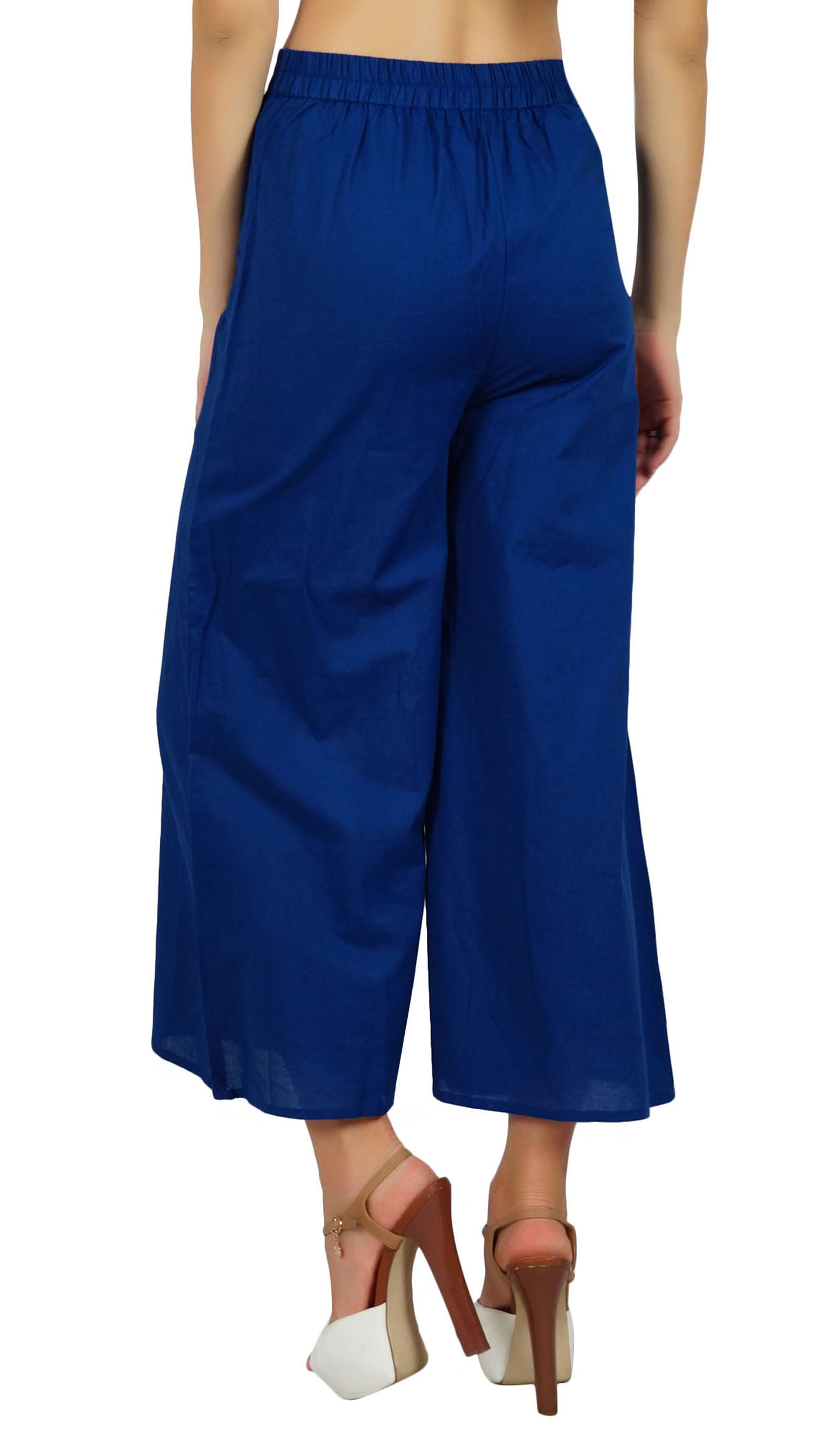 Bimba Womens Cotton Palazzo Pants Back Elastic Waist Full-Length-Gs6 | eBay
