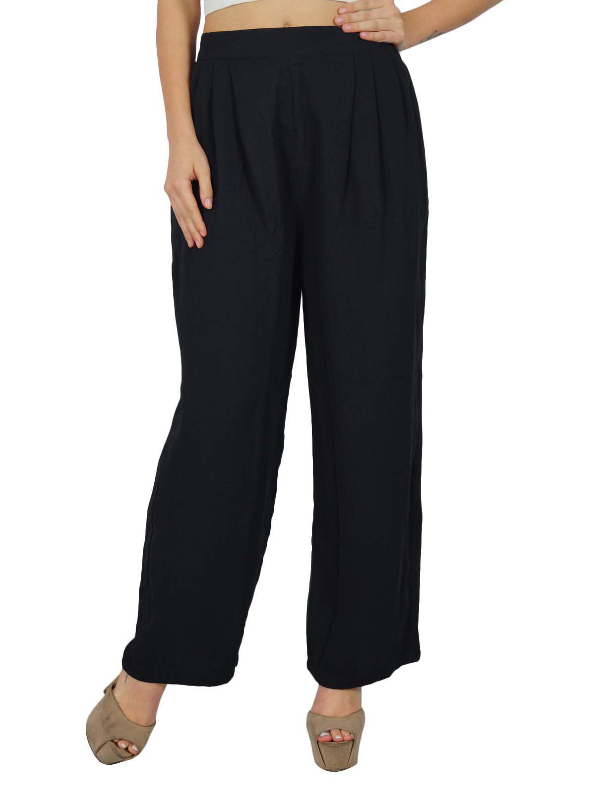 Bimba Women Gergette Palazzo Pants Elastic Waist Casual Clothing-ErM