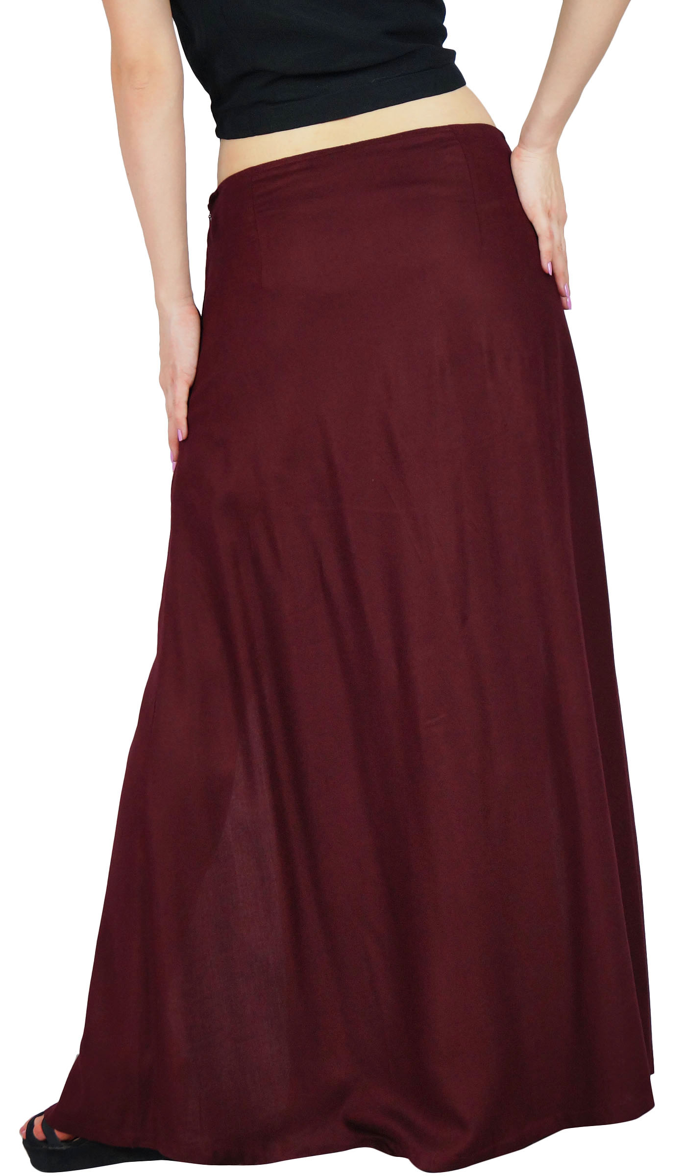 long maroon maxi skirt