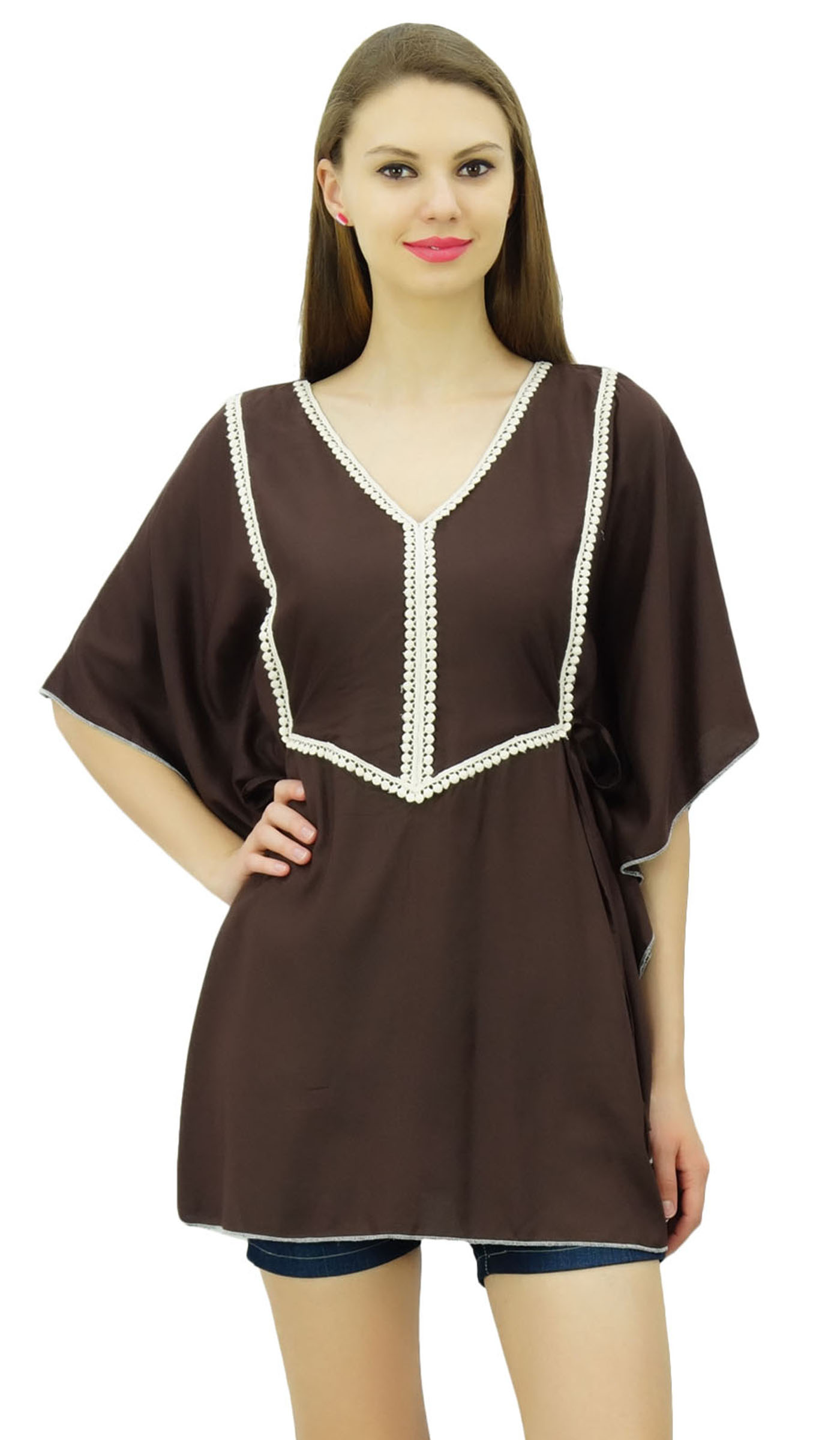 thumbnail 10  - Bimba Women&#039;s Summer Top Ethnic Style Cotton Kaftan Style Tunic-Qx5