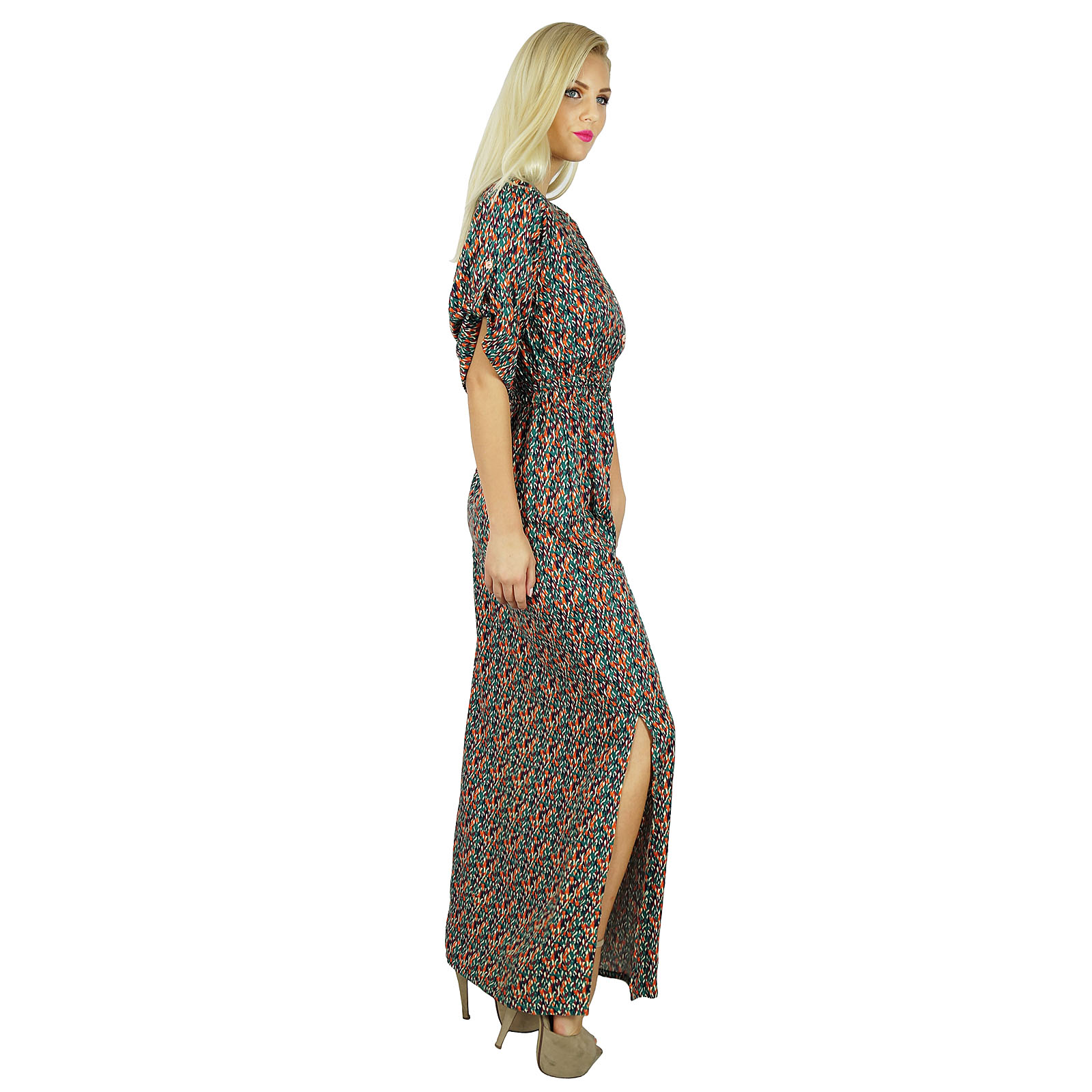 thumbnail 5  - Bimba Women Bohemian Style Long Maxi Dress Rayon Gown With Side-jVT