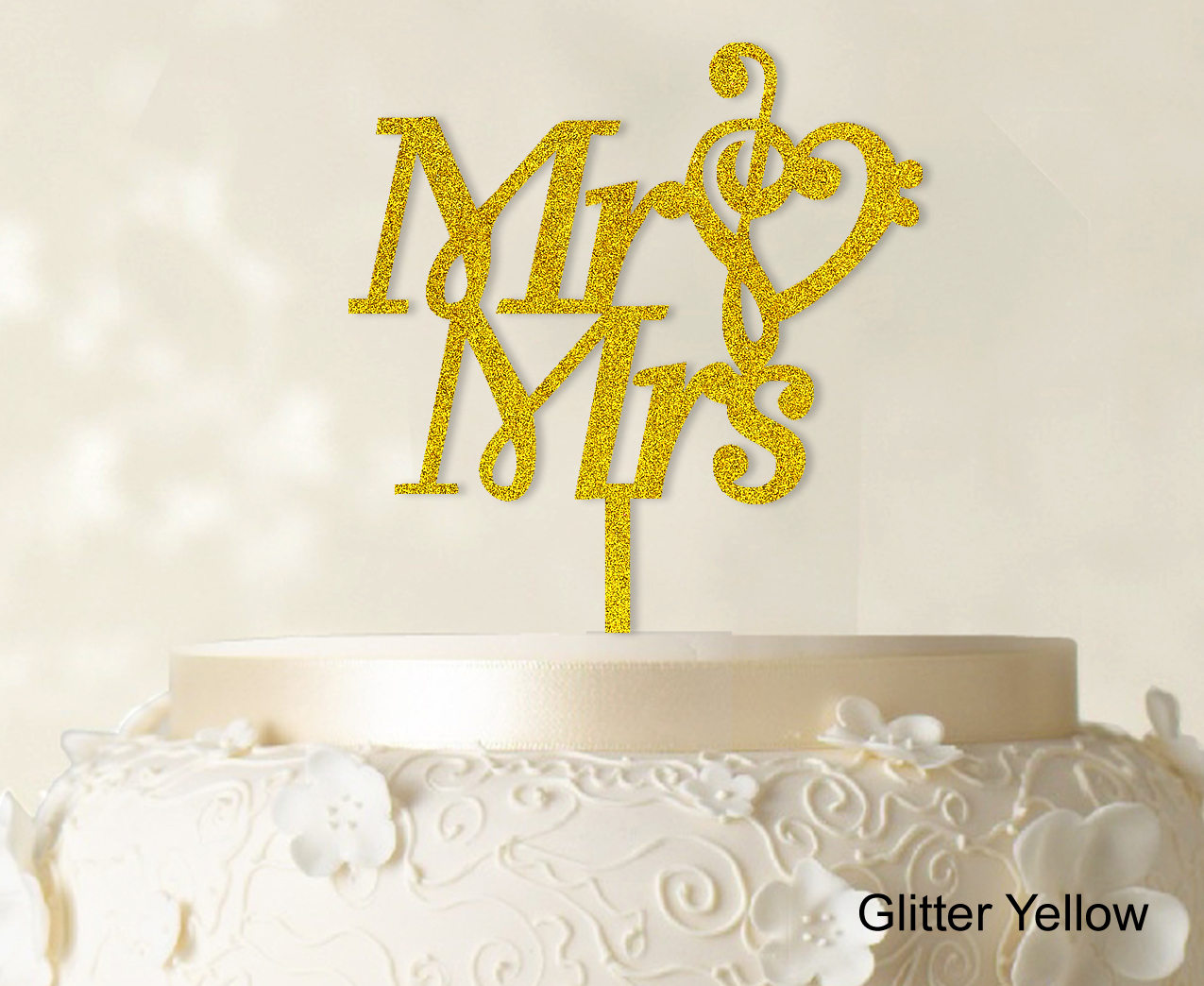 Mr & Mrs Gold Cake Topper Decoration AnniversaryWedding Paper Cake Pick Topper 