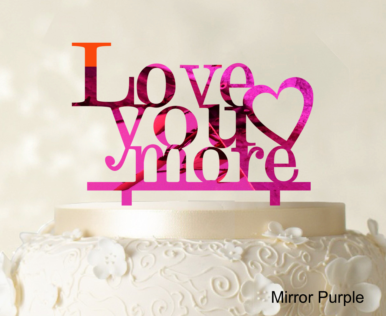 Indexbild 22 - Love You More Wedding Cake Topper Personalized Cake Topper Color-9Cr