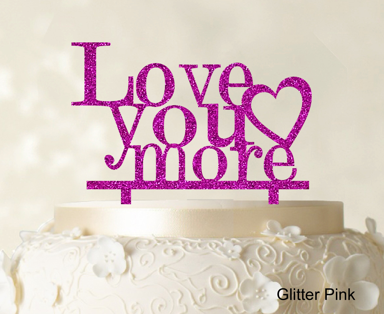 Indexbild 8 - Love You More Wedding Cake Topper Personalized Cake Topper Color-9Cr