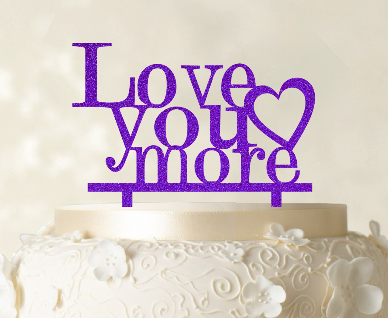 Indexbild 9 - Love You More Wedding Cake Topper Personalized Cake Topper Color-9Cr