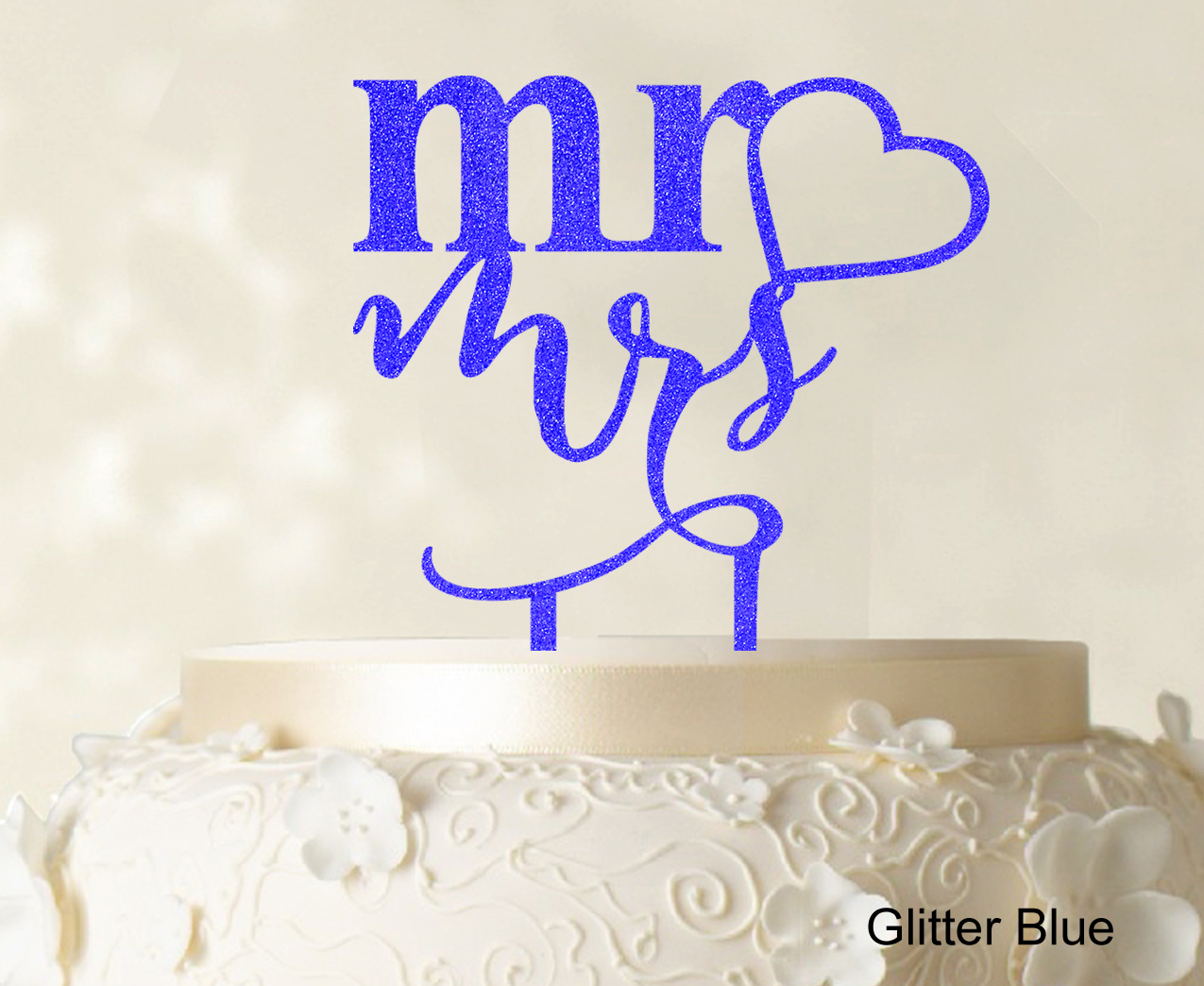 Personalized Mr And Mrs Wedding Cake Topper Blue Cake Topper Cake-P4R